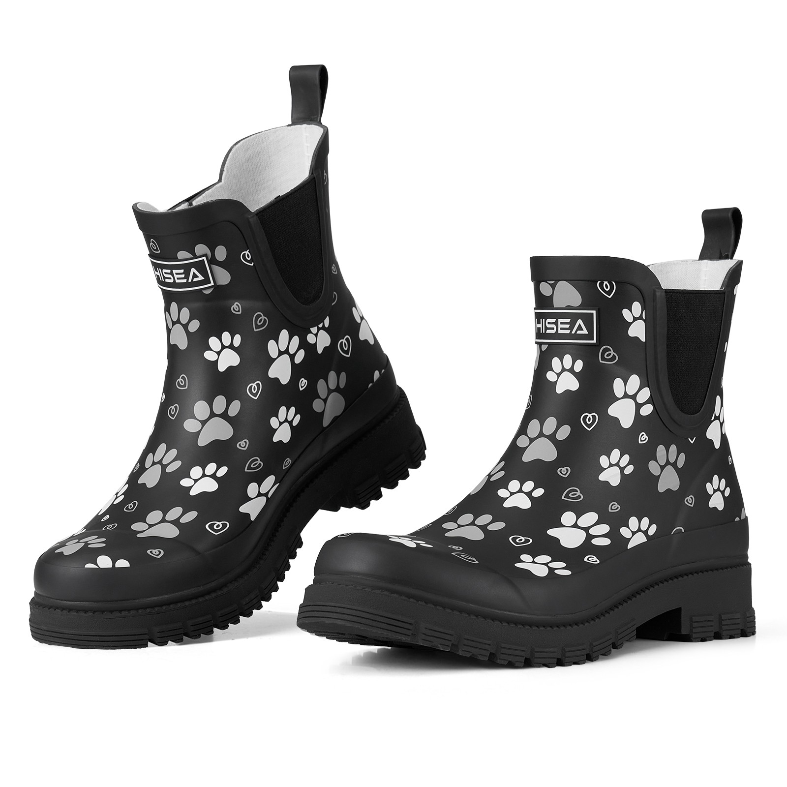 HISEA Women Ankle Rain Boots Waterproof Chelsea Short Wellies Rubber Garden Shoe