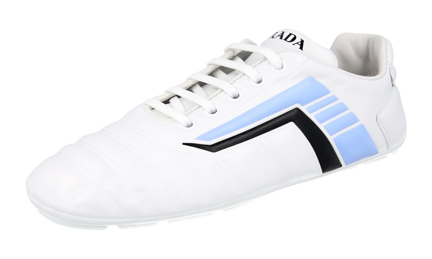 PRADA Leather Rev Sneakers – 1E505M – White Blue – NEW – US 6.5 EU 36,5