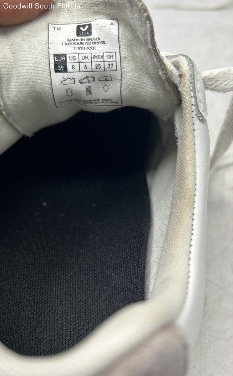Veja Womens Esplar White Leather Lace-Up Low Top Round Toe Sneaker Shoes Size 8
