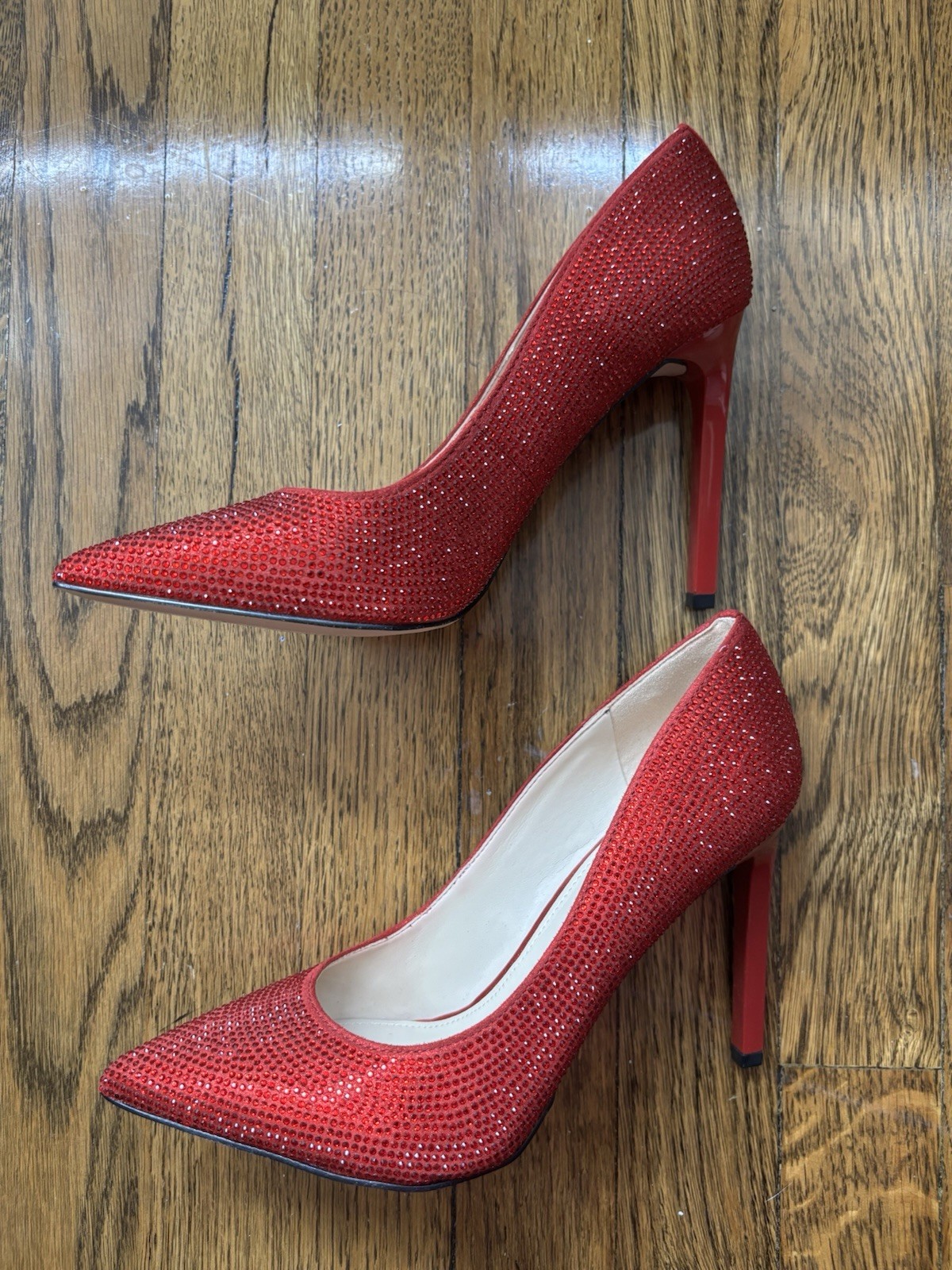 Nine West Red Rhinestone Crystal Heels. Size 7. Never worn.
