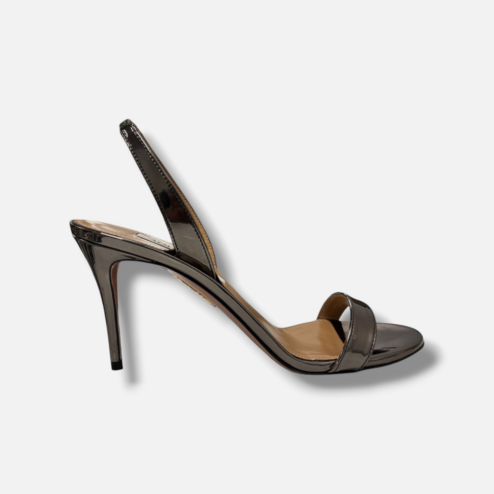 Aquazzura Women’s Silver So Nude 85mm Slingback Sandals Shoes Size EU:38 US:8