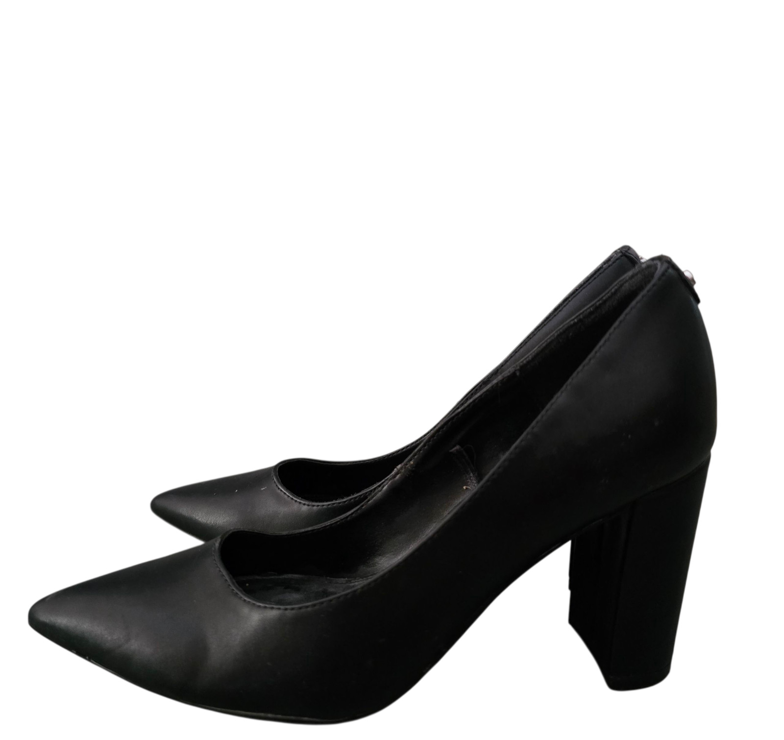 Calvin Klein Block Heel Sz 6M 3.25 in. Heel Black Faux Leather Pumps Col. Black