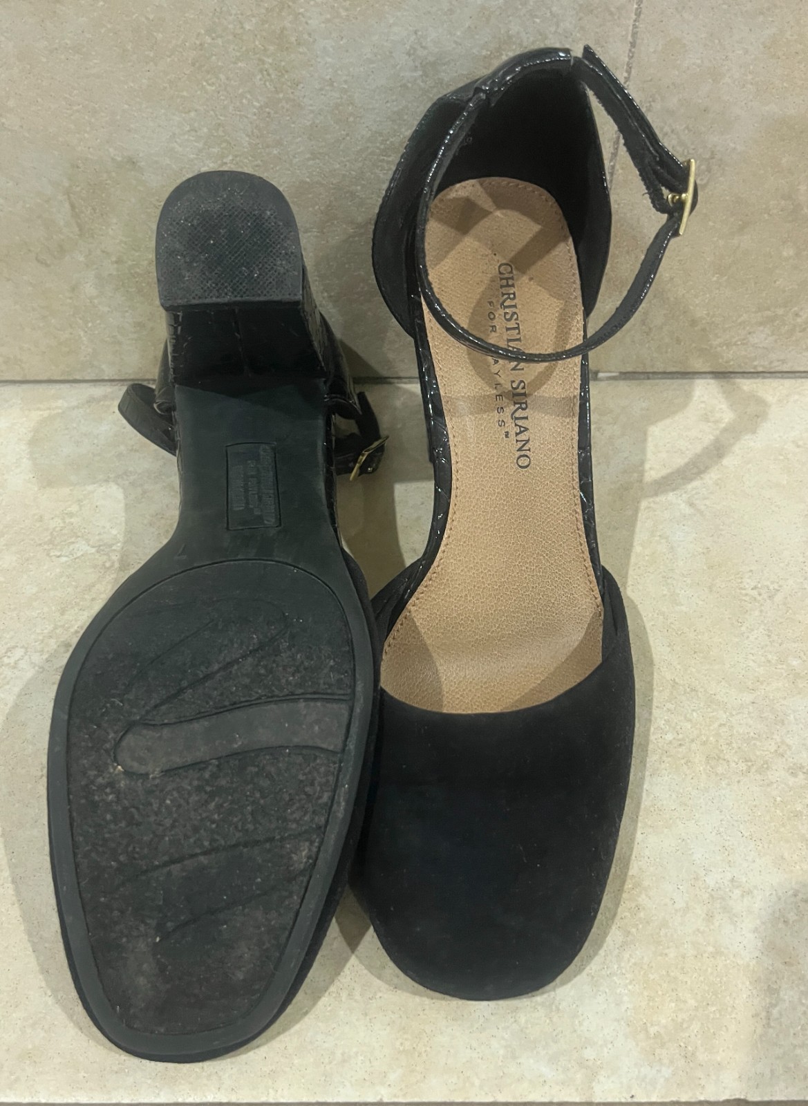 Christian Siriano for Payless Women’s Black Block Heel Ankle Strap Pumps Size 7