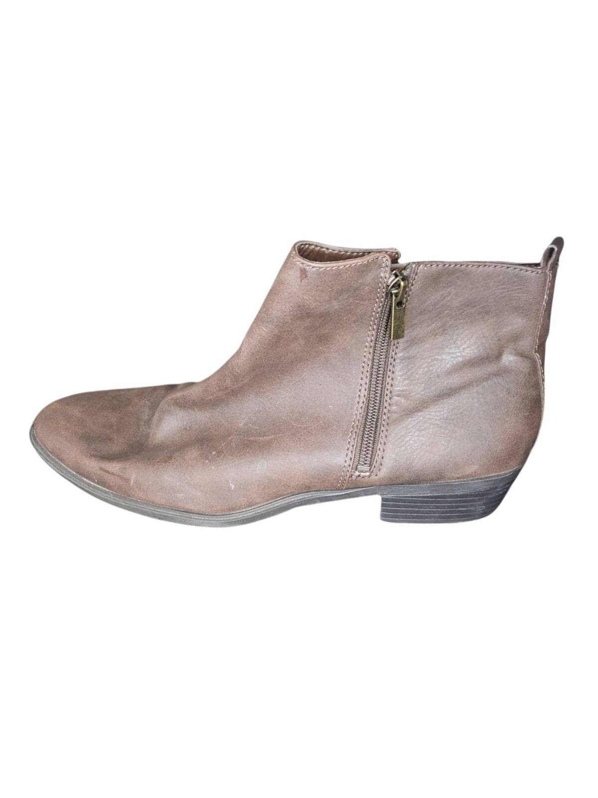 Chaps Page Ankle Boots Women Sz 11 Full Zip Brown Leather Boho Winter Workwear
