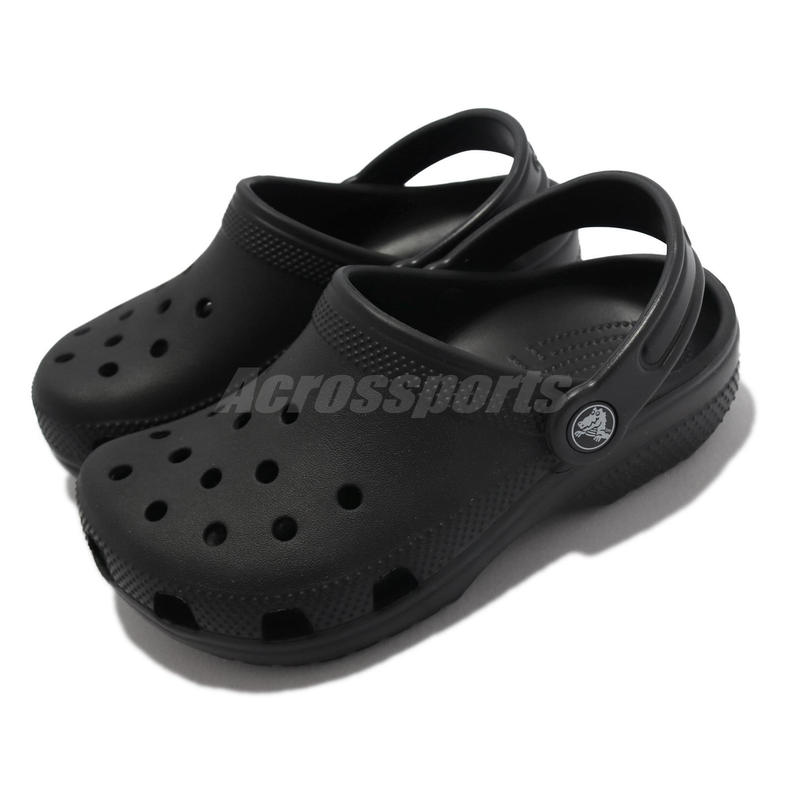 Crocs Classic Clog K Black White Kids Preschool Slip On Casual Sandal 206991-001