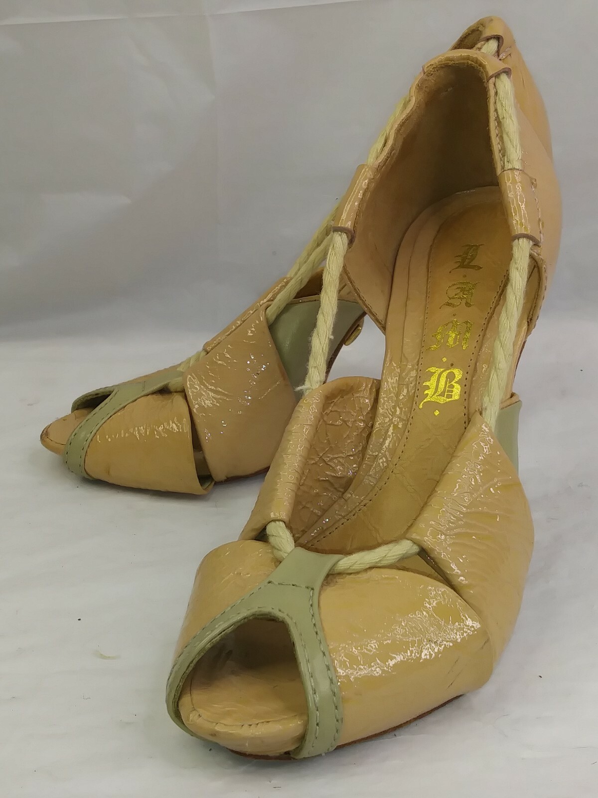 LAMB Women US 6 4″ Heels Stilletos peep toe Gwen Stefani patent leather 2789