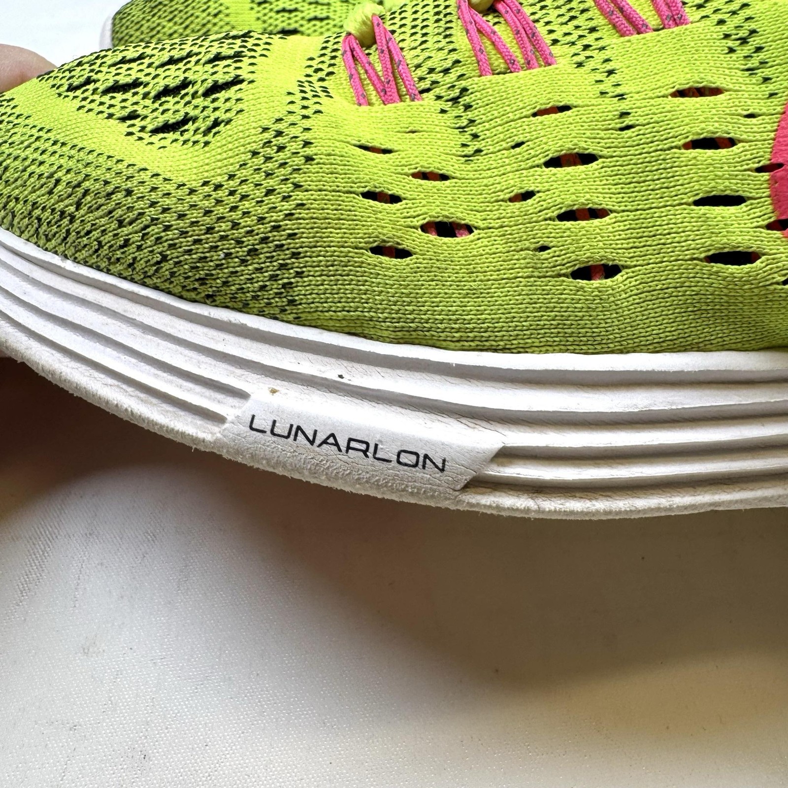 Nike Lunar Trainer Womens 8 Volt Yellow Hyper Pink Running Shoes 705462-700