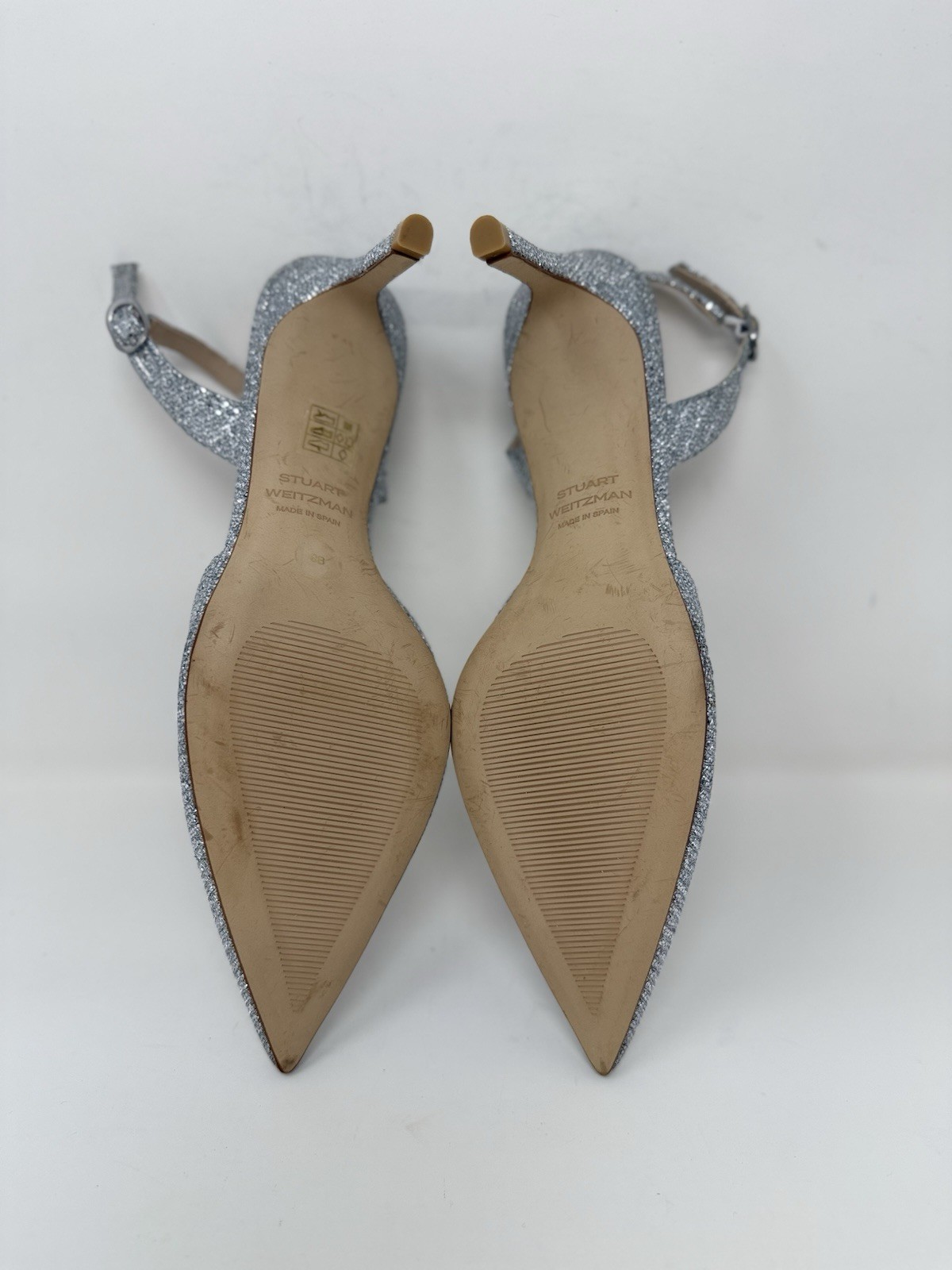 New Stuart Weitzman Julia 75 Slingback Pump Silver Sz 8