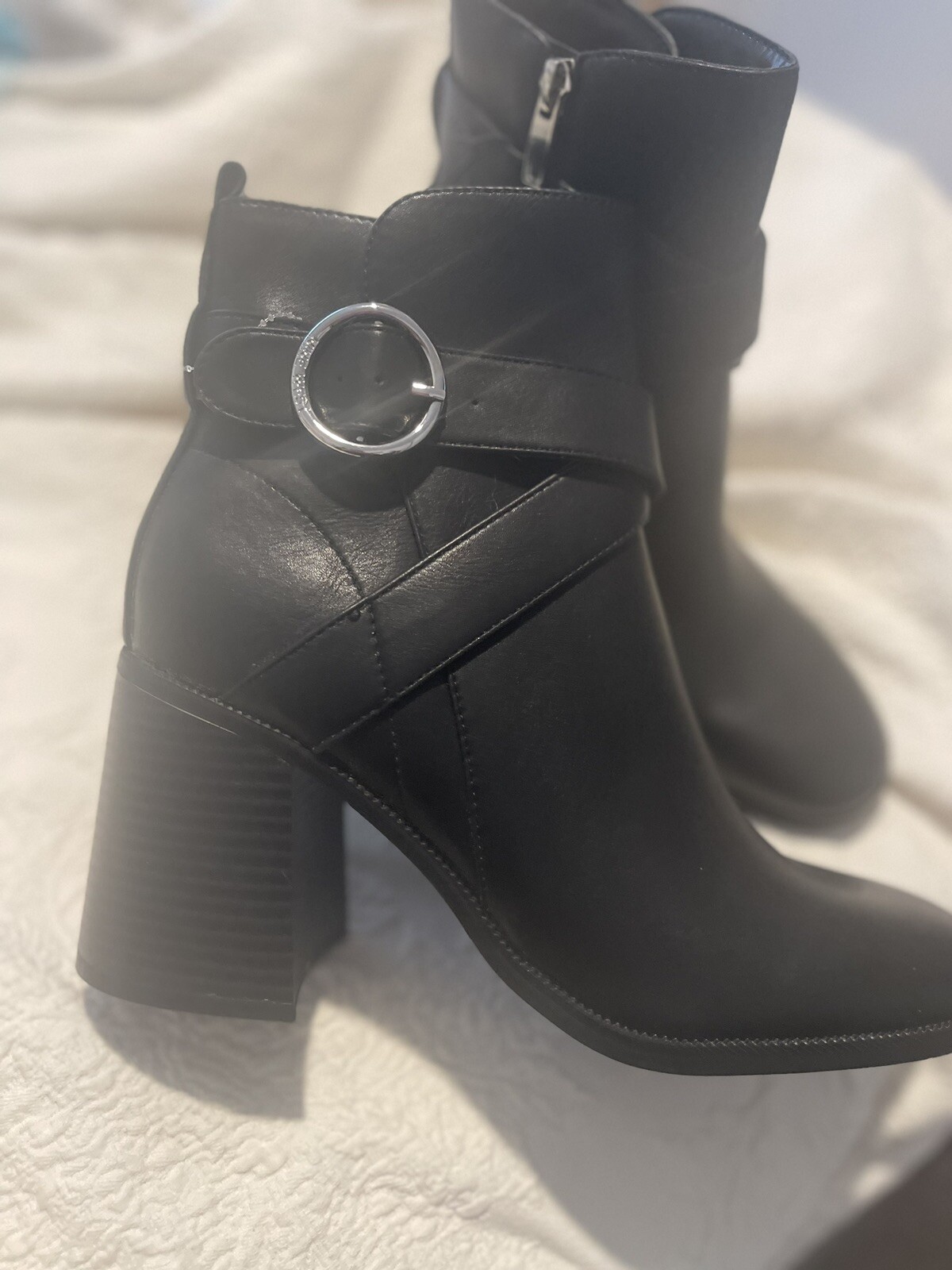 NWT Size 8.5 Black Faux Leather Ankle Boots. No Box. Grunge. Punk Goth