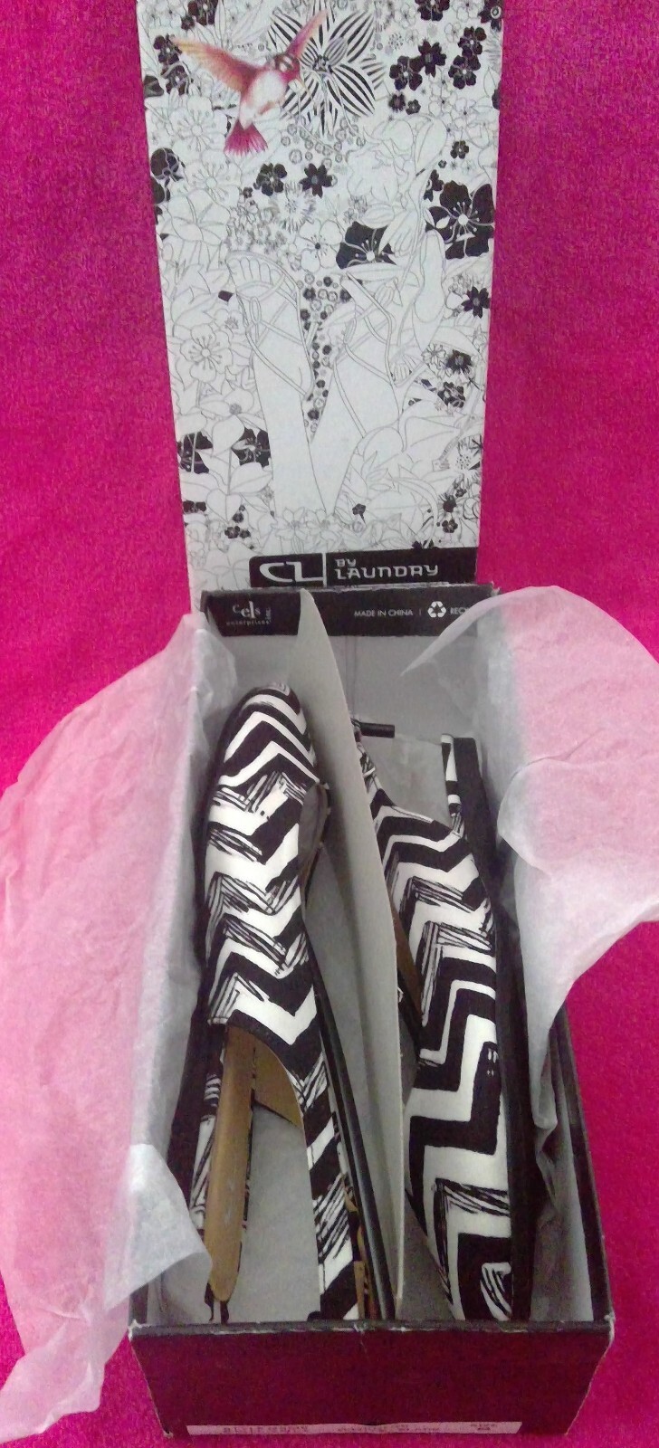 CL BY LAUNDRY BRILLIANCE Black White Slingback Womens Shoes 6 Medium B M