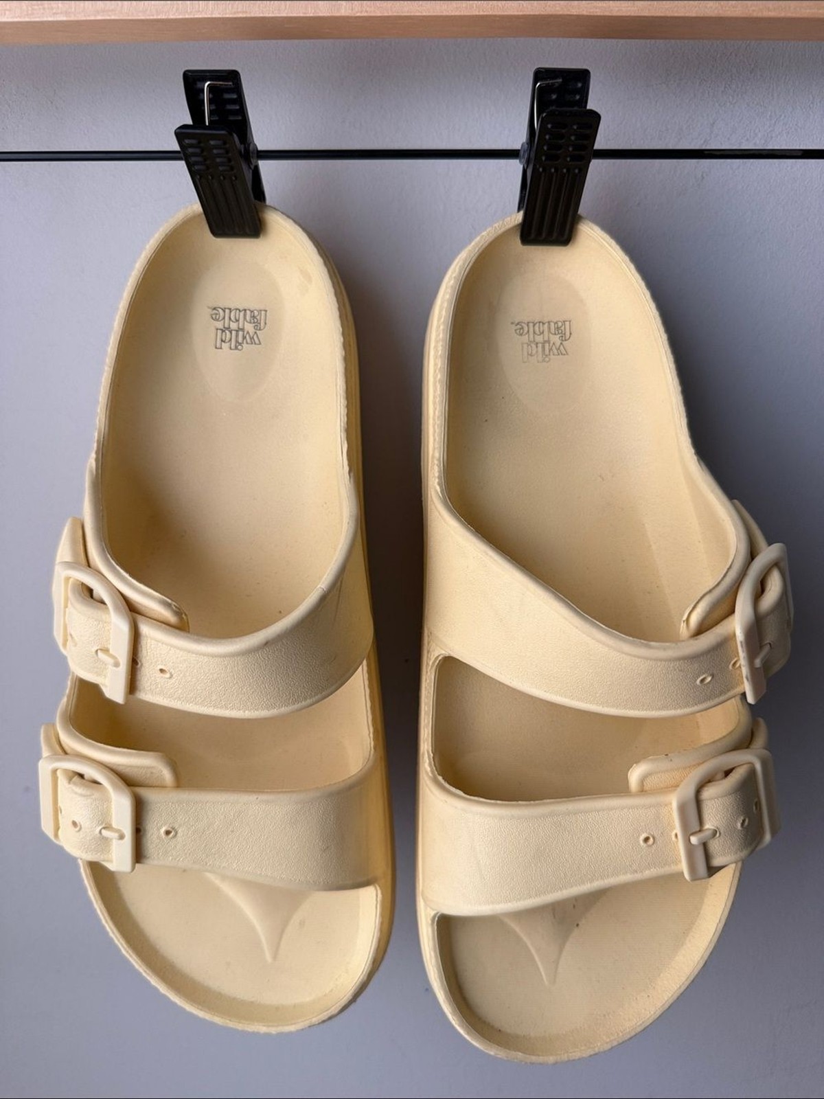 Wild Fable Butter Yellow Double Buckle EVA Sandals Slides Comfort Shoes