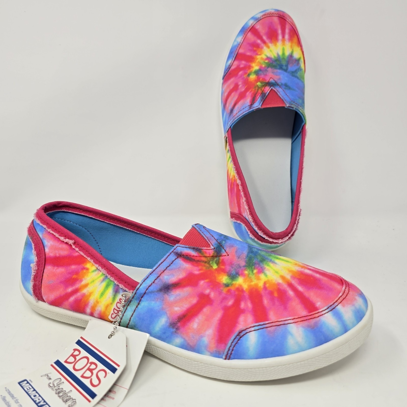 Skechers BOBS Women 8.5 Tie Dye Memory Foam Slip On Shoes Multi Color 113150 MLT