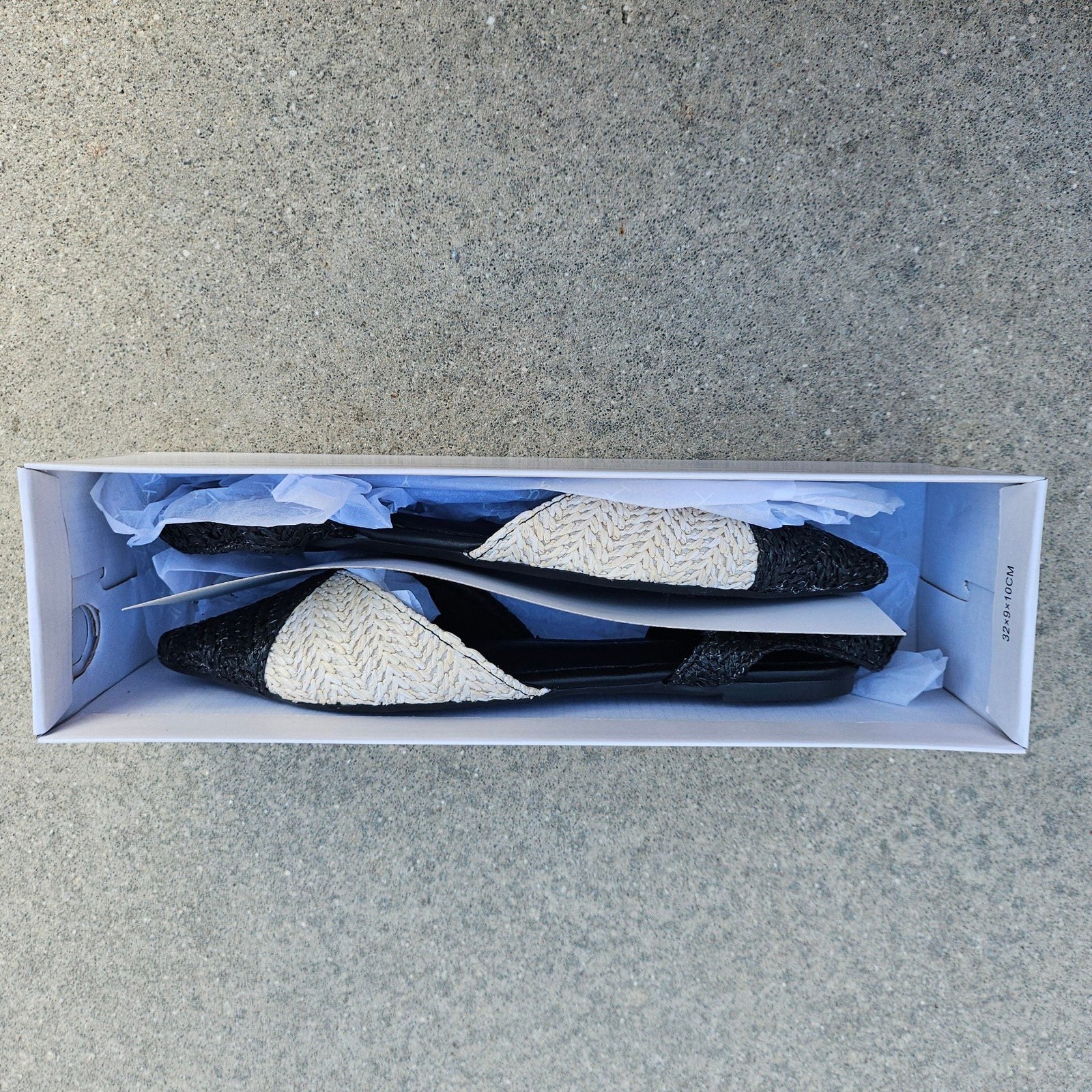 Tahari Rio Two-Tone Woven Slingback Pointy Toe Flats