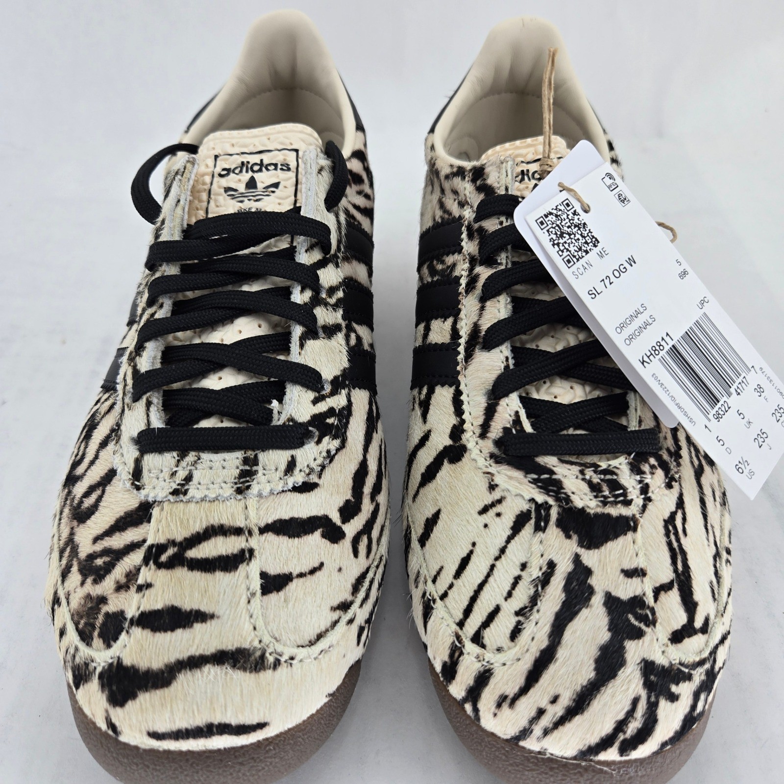 adidas SL 72 OG W Zebra Animal Print Pony Hair Sneakers KH8811 Womens 6.5
