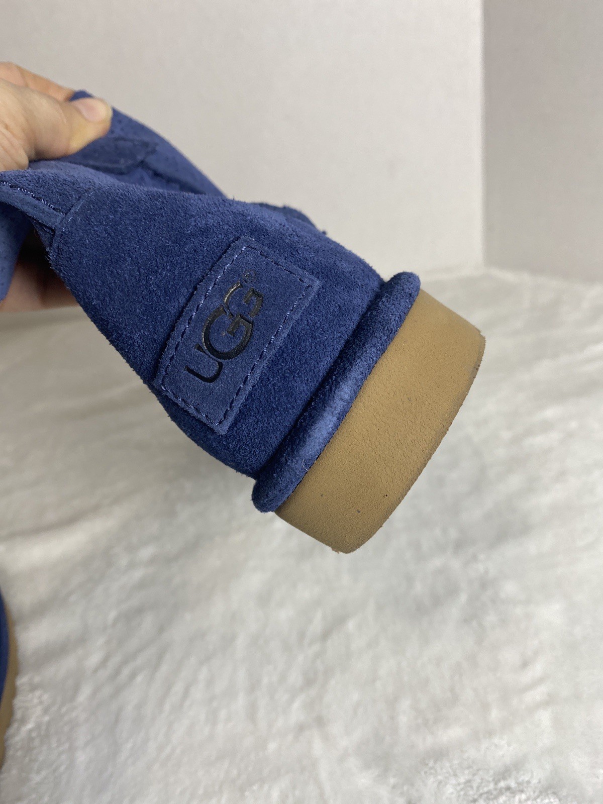 UGG Blue Suede Unlined Mini Perforated Winter/Spring Ankle Boots Size 8
