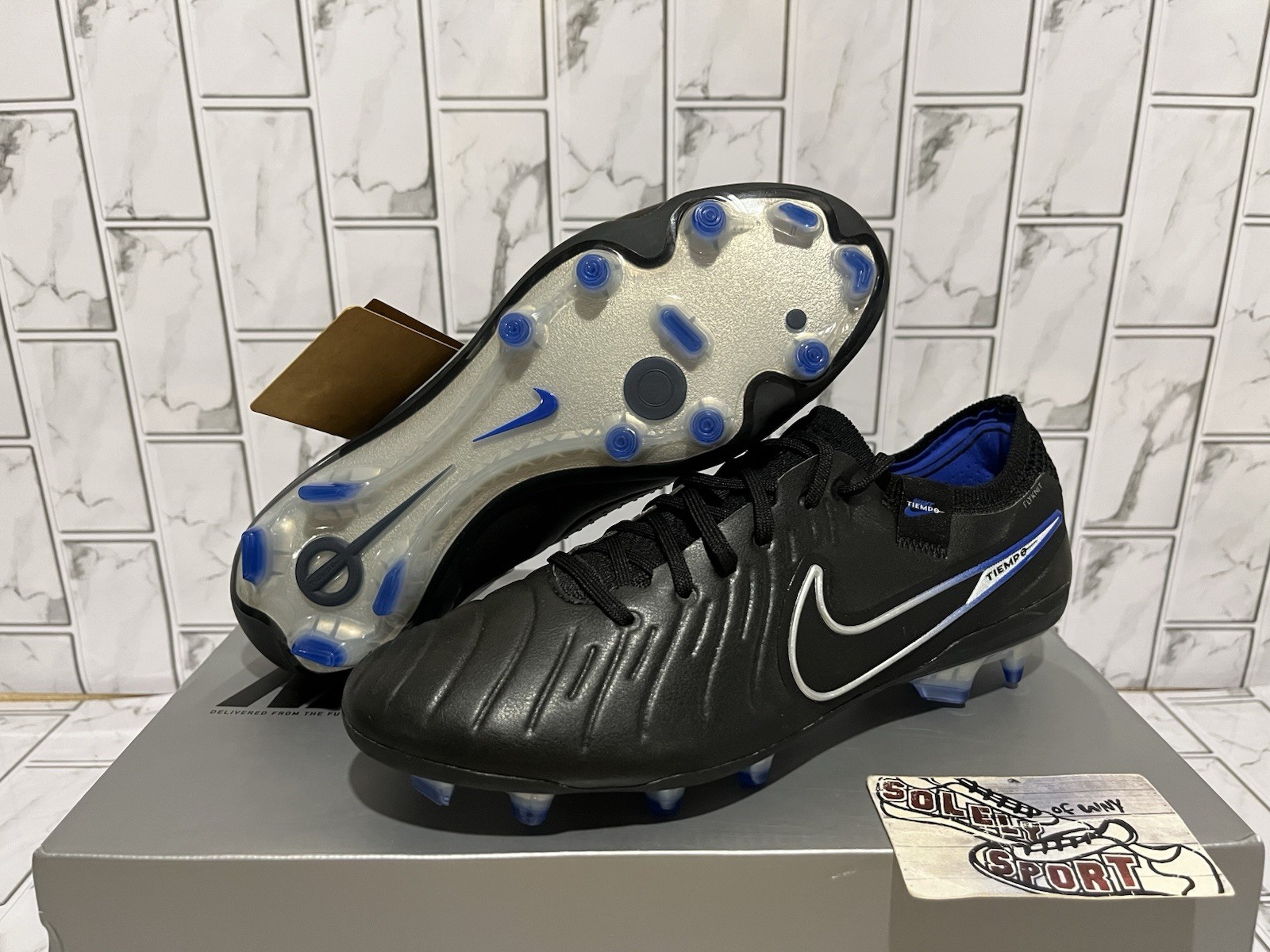 New Nike Tiempo Legend 10 Elite FG ACC Soccer Cleats Black Royal Blue Womens 8