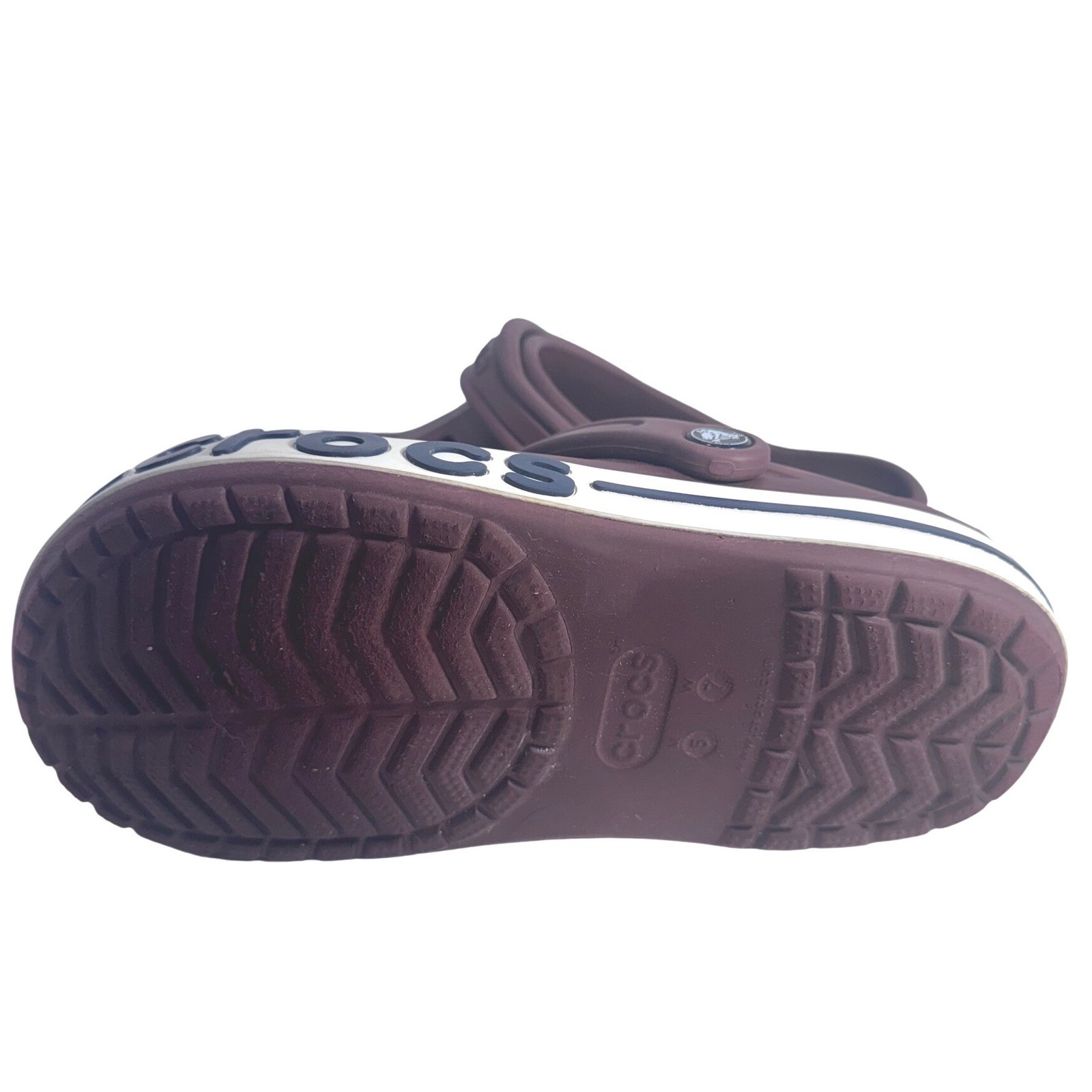 Crocs Bayaband Clogs Womens 7 Mens 5 Burgundy Maroon Sporty Slip On Shoes 205089