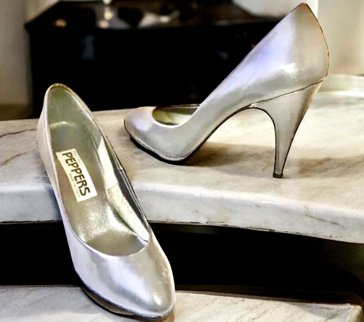 Gray Italian Leather Pump by Peppers Vintage 80’s Womens 8.5
