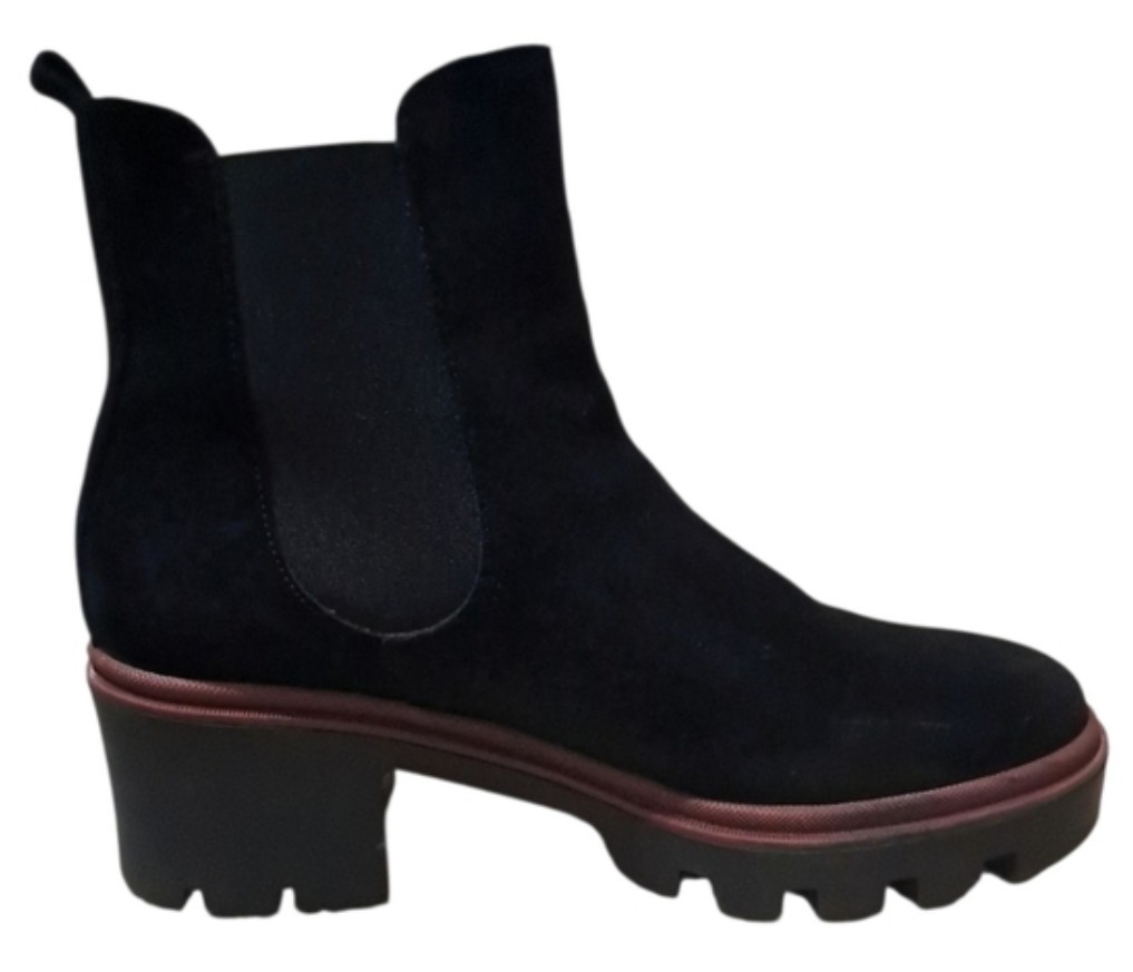Antonio de Faria Black Suede Chelsea Ankle Boots Lug Sole US 8 EU 39