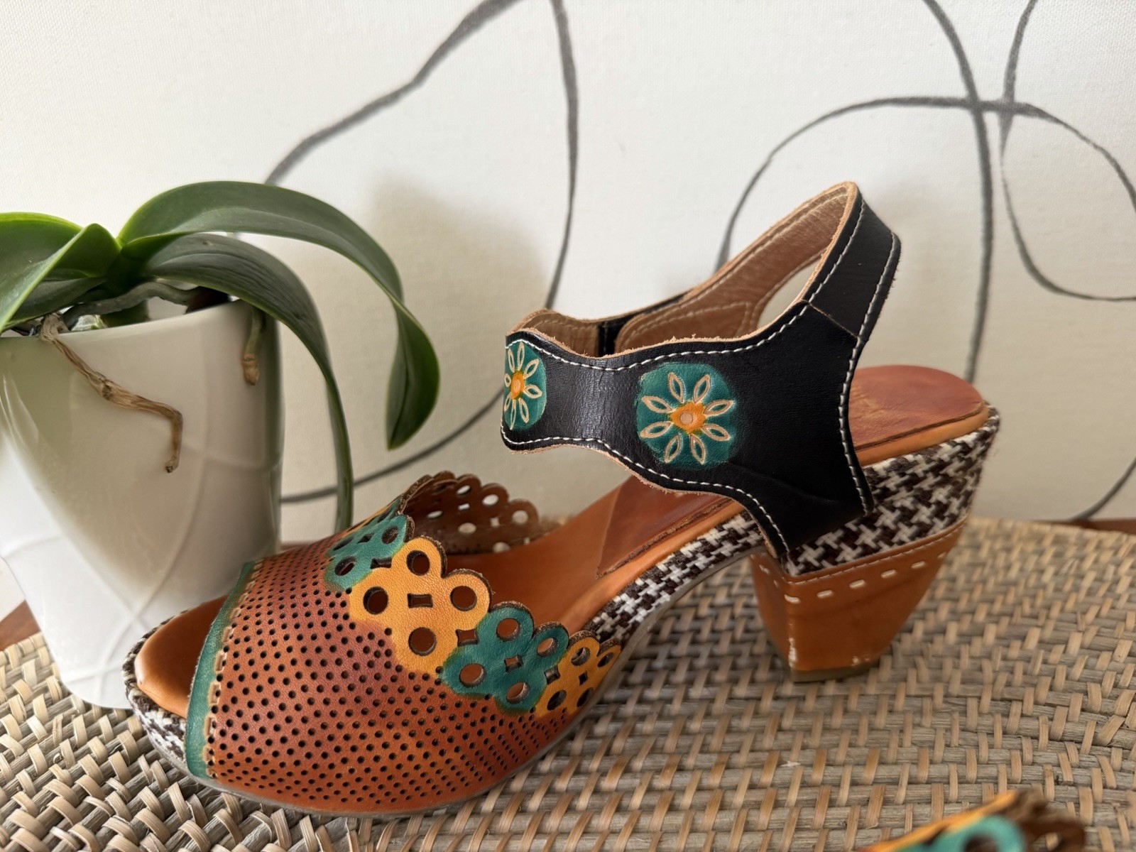 L’Artiste By Spring Step Jive Boho Chunky Festival Sandals Shoes Womens 36/ 6
