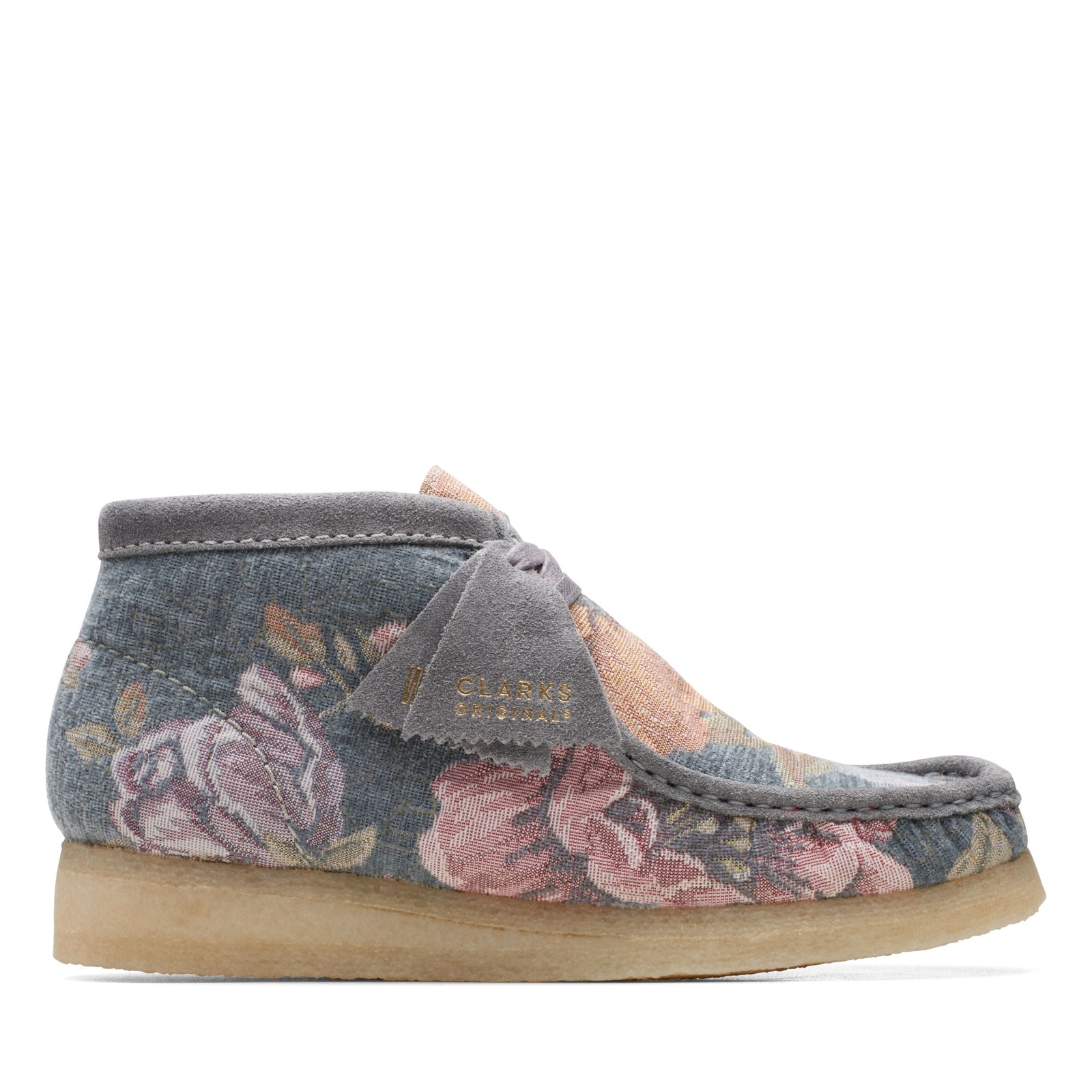 [26169842] Mens Clarks WALLABEE BOOT BLUE FLORAL