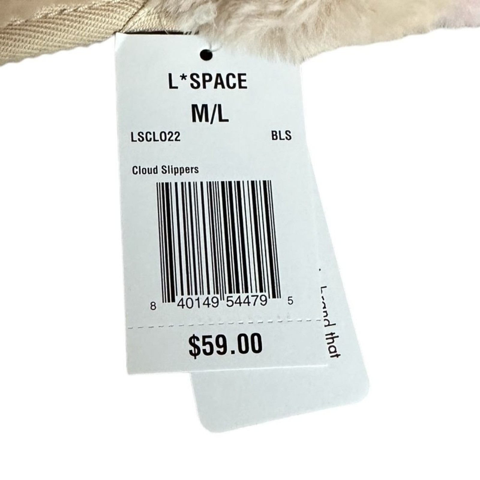 L*Space Anthro Fluffy Cloud Crisscross Slippers M/L Pink Tan NWT Cozy Plush $59