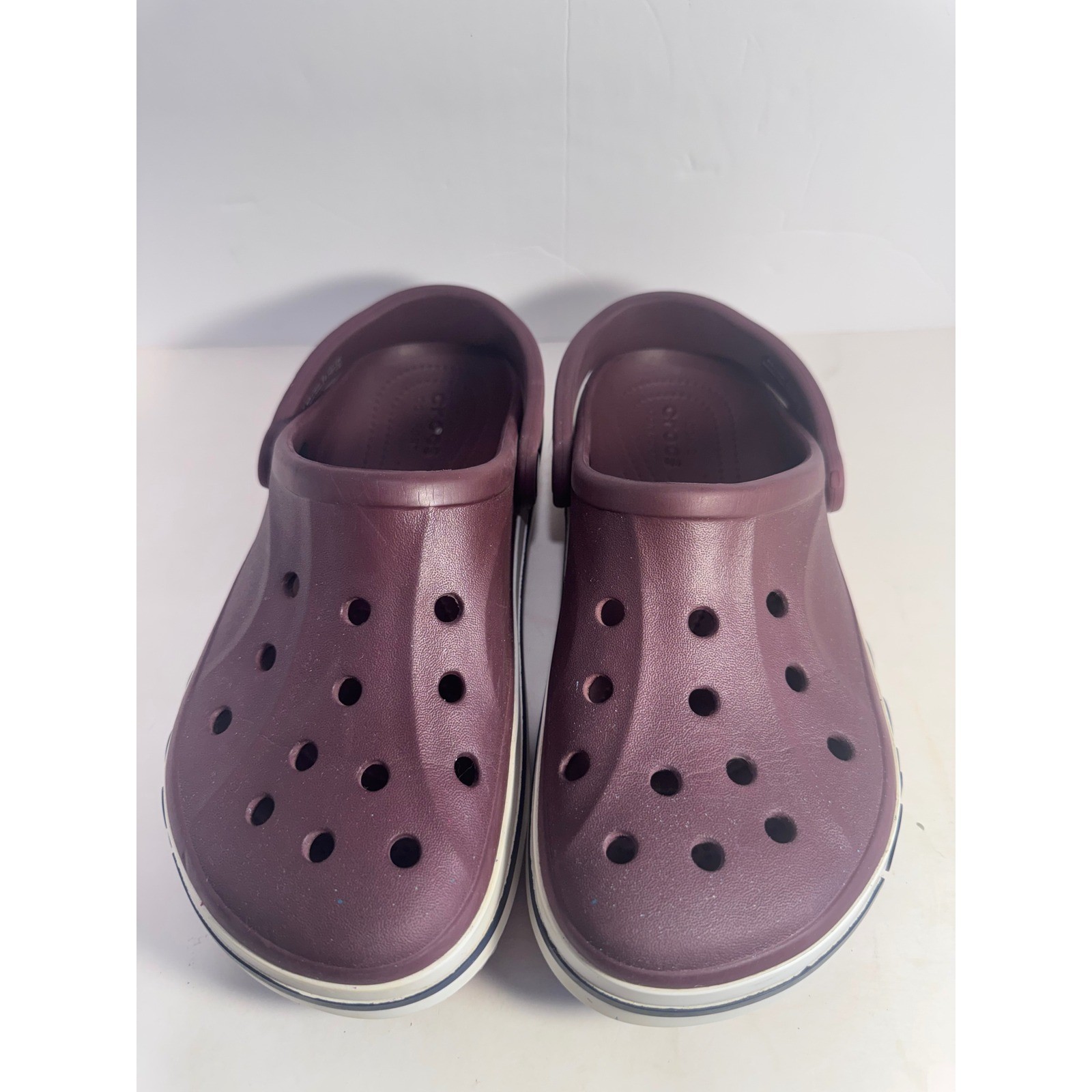 Crocs Bayaband Clogs Womens 7 Mens 5 Burgundy Maroon Sporty Slip On Shoes 205089