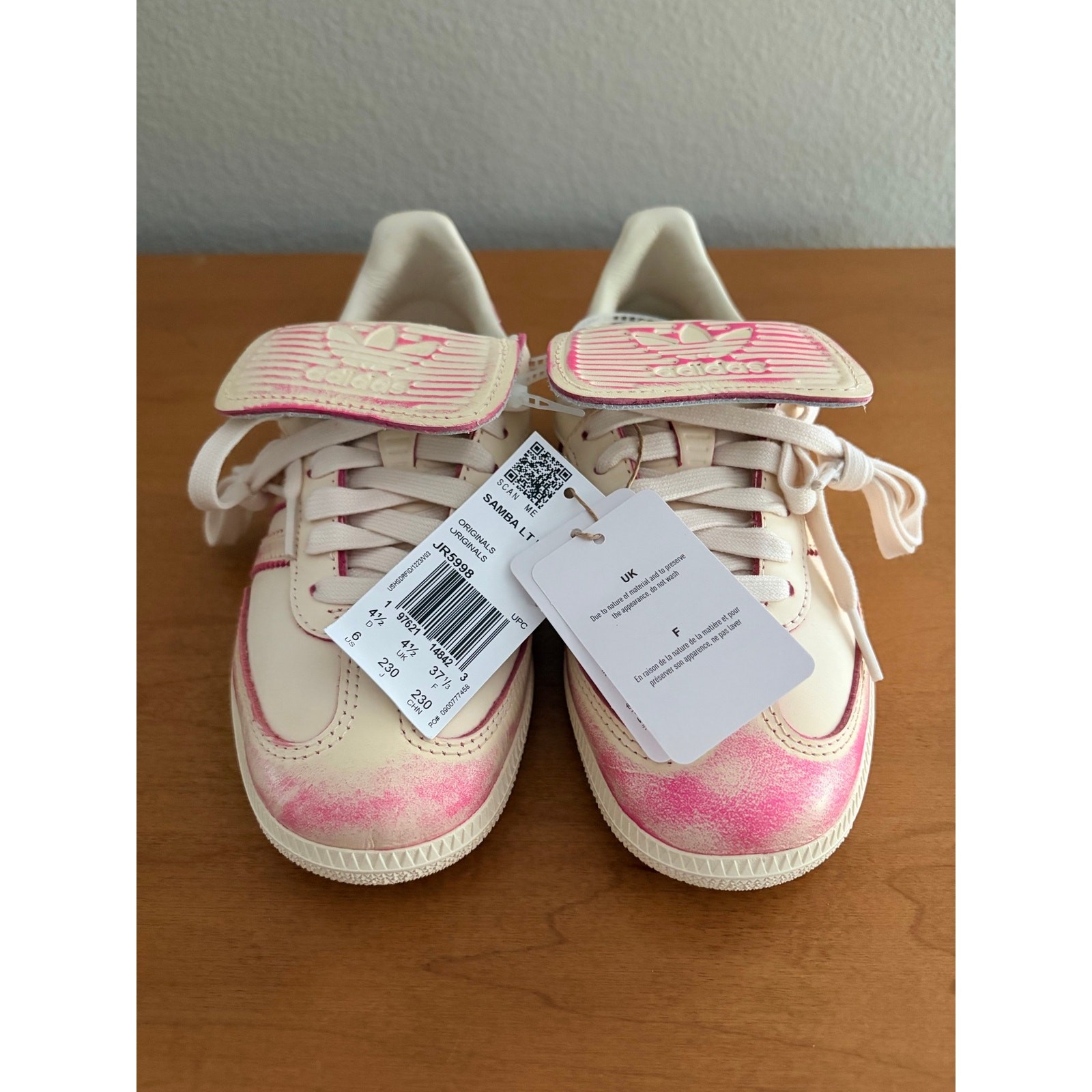 Adidas Samba LT Distressed Pack Cream/Shock Pink Womens 6 JR5998