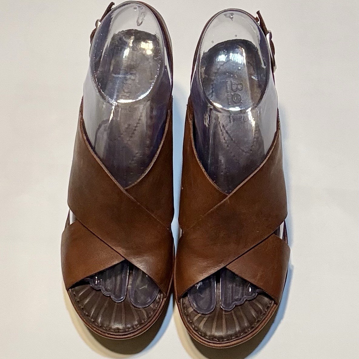 Born Brown Leather Slingback Wedge Sandals Women’s US 8 Narrow Comfort