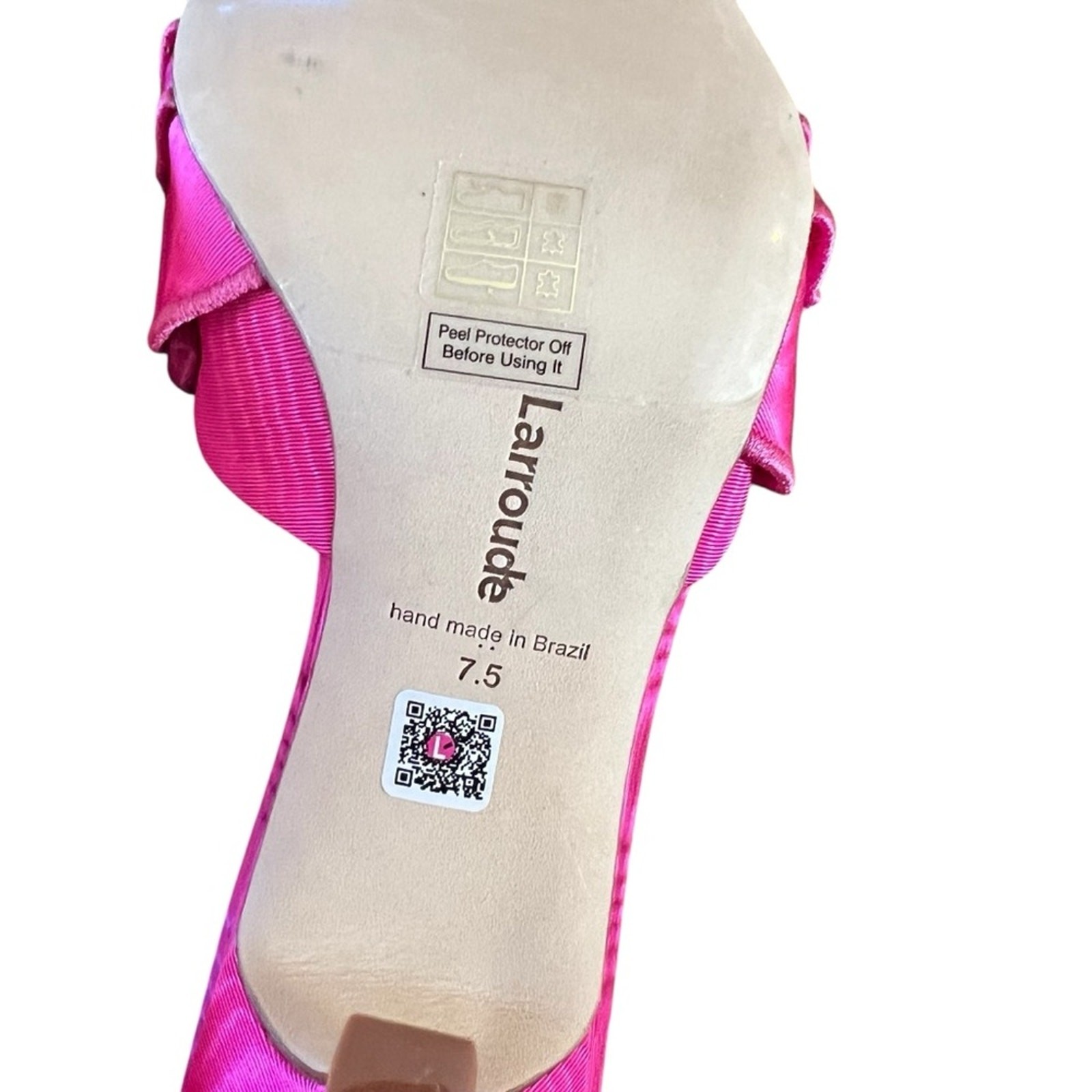 Larroudé Colette Ruffled High Stiletto Heel Sandals Ariana Magenta NEW Size 7.5