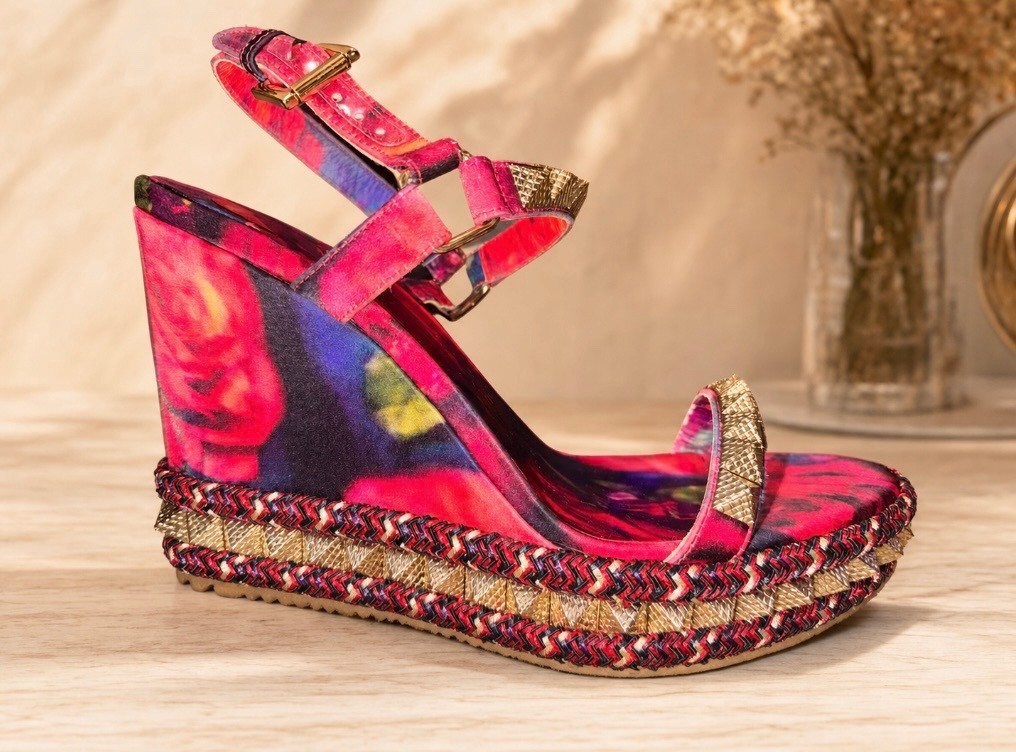 New Christian Louboutin Red Pyraclou 110 wedge 38