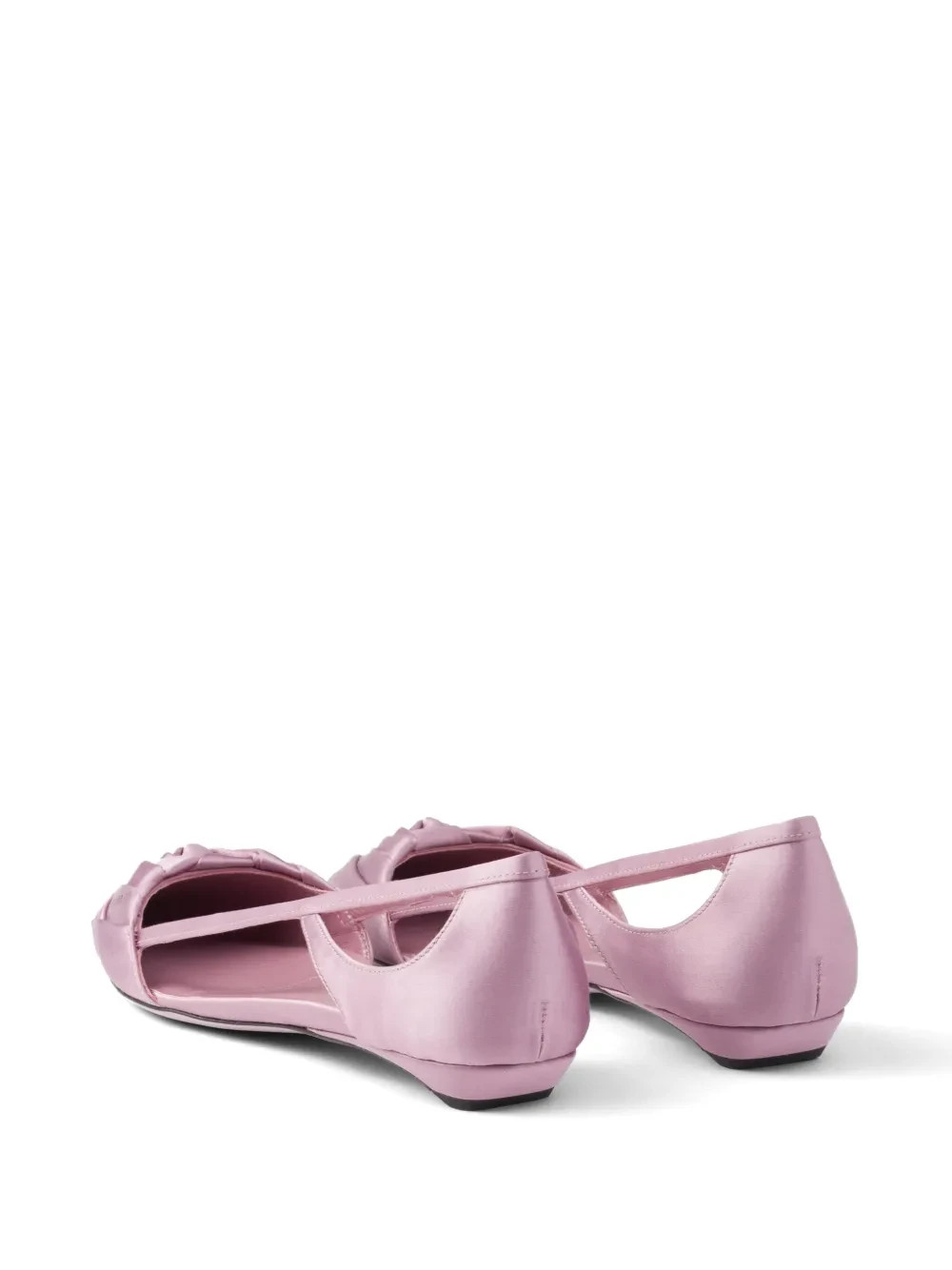 PRADA Satin Cut-Out Pointed Toe Ballerina Flats Rose Pink/ Women’s EU 40