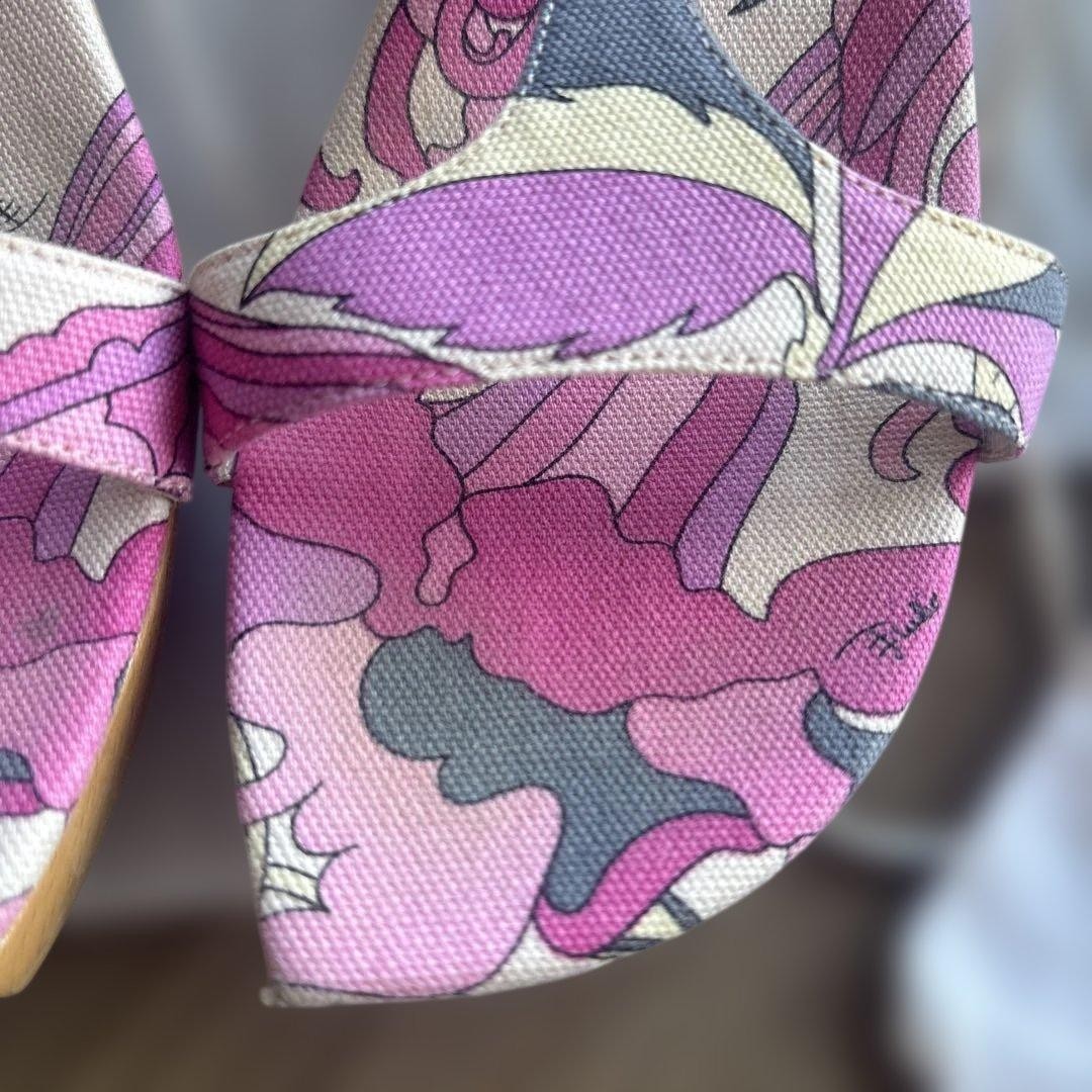 Emilio Pucci Lace Up Sandals Pink Geometric EU37 23.5-24.5cm w/Box Bag
