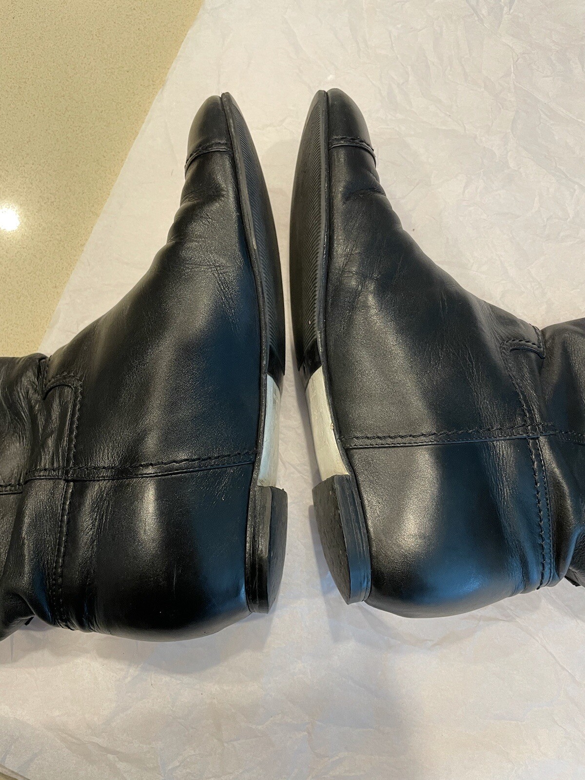 ❤️CHANEL Authentic Leather Boots 37 Beaded Crystal CC Logo Pull Up Booties Shoes