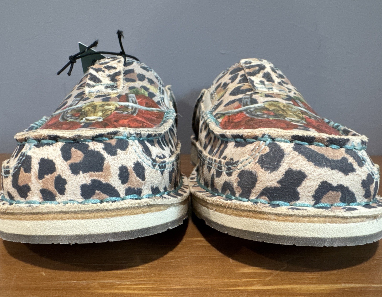 Ariat Cruiser Rodeo Quincy Women’s 7 Slip-On Cheetah Steer Roses Western Cowboy