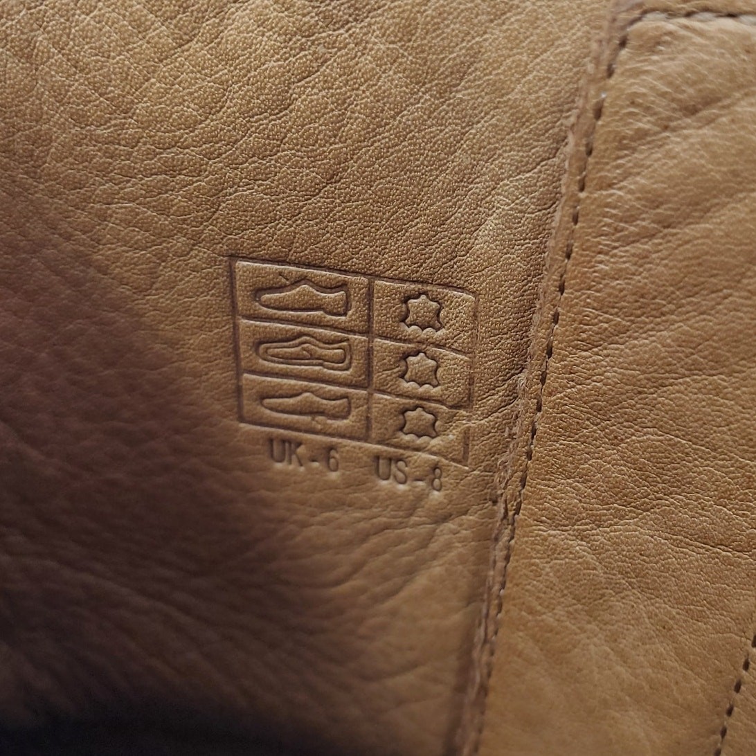 Sezane Lea Ankle Boots Block Heel Smooth Heritage Camel Tan Leather Size 39 US 8