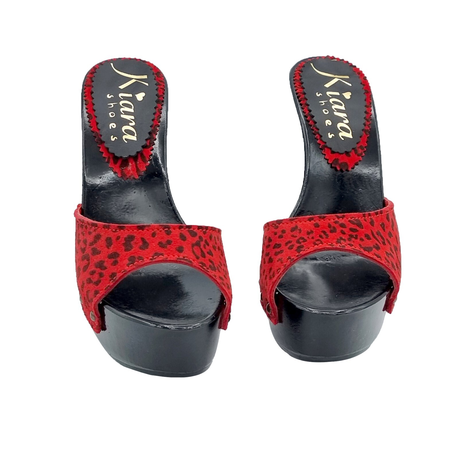 Black Clogs Red Suede Band ‘Leopard Effect’ – K95001 CAM RED LEOP