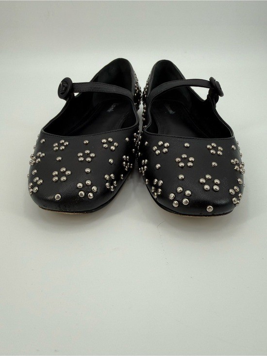 Larroude Blair Studded Black Leather Mary Jane Ballet Flats Womens Size 8.5