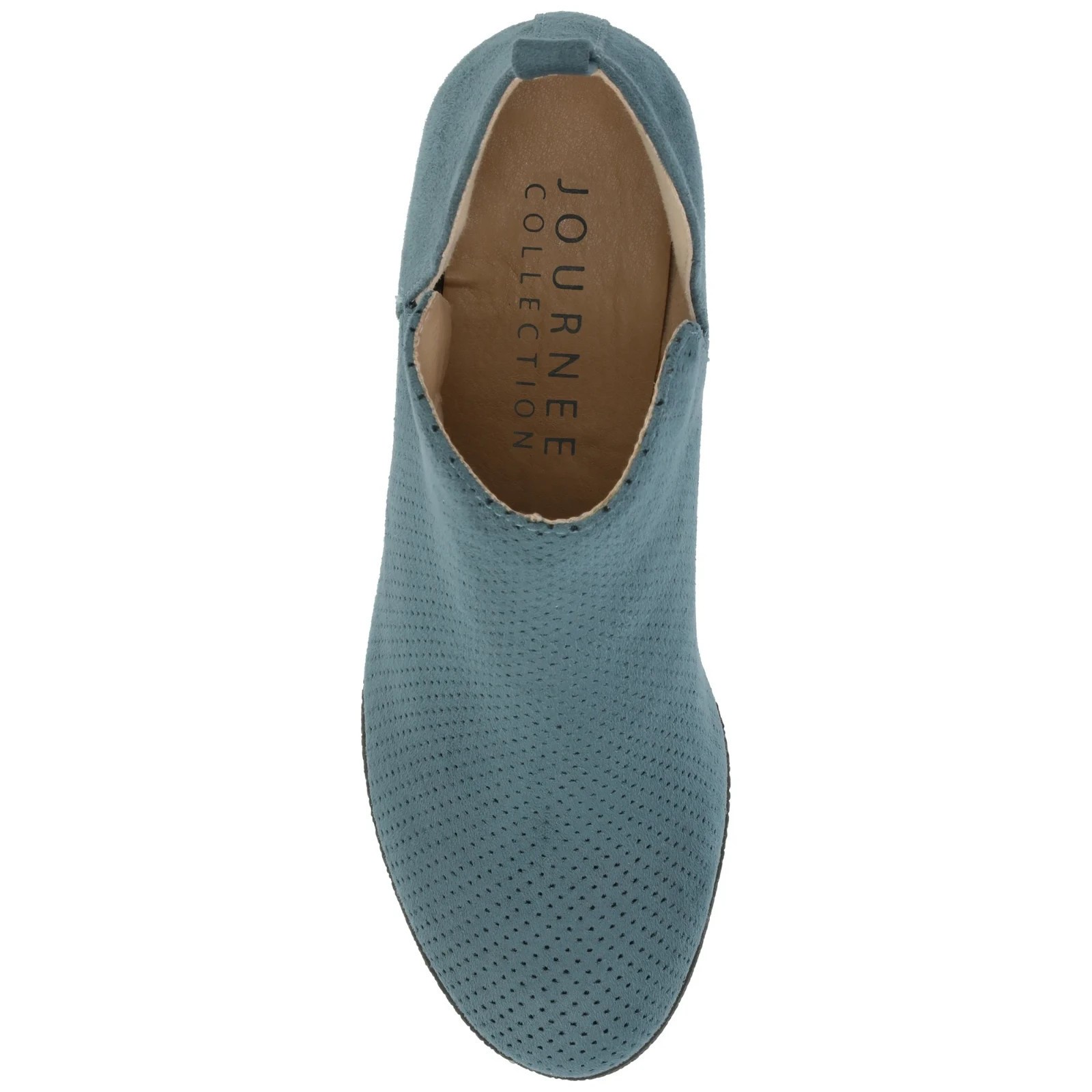Journee Collection Mylee Suede Wedge Heel V-Cut Ankle Booties Woman Blue Size 8M