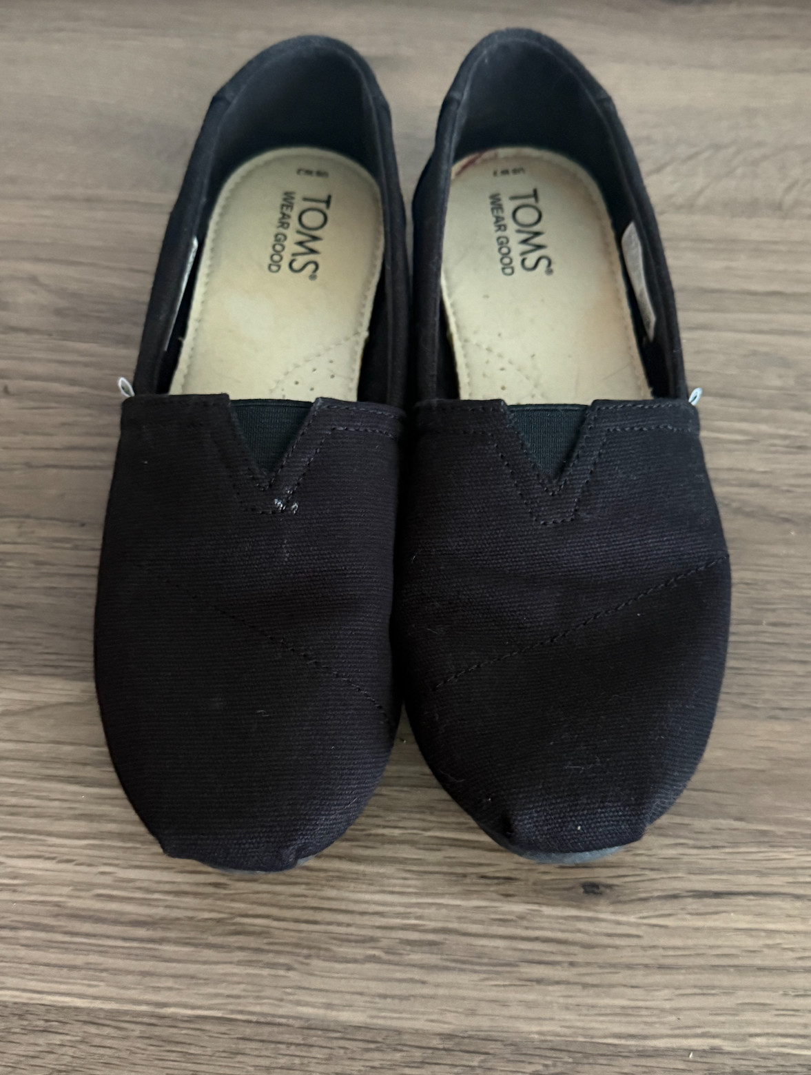 TOMS Women’s Black Canvas Classic Alpargata Slip-On Flats Size 7 EU 37.5