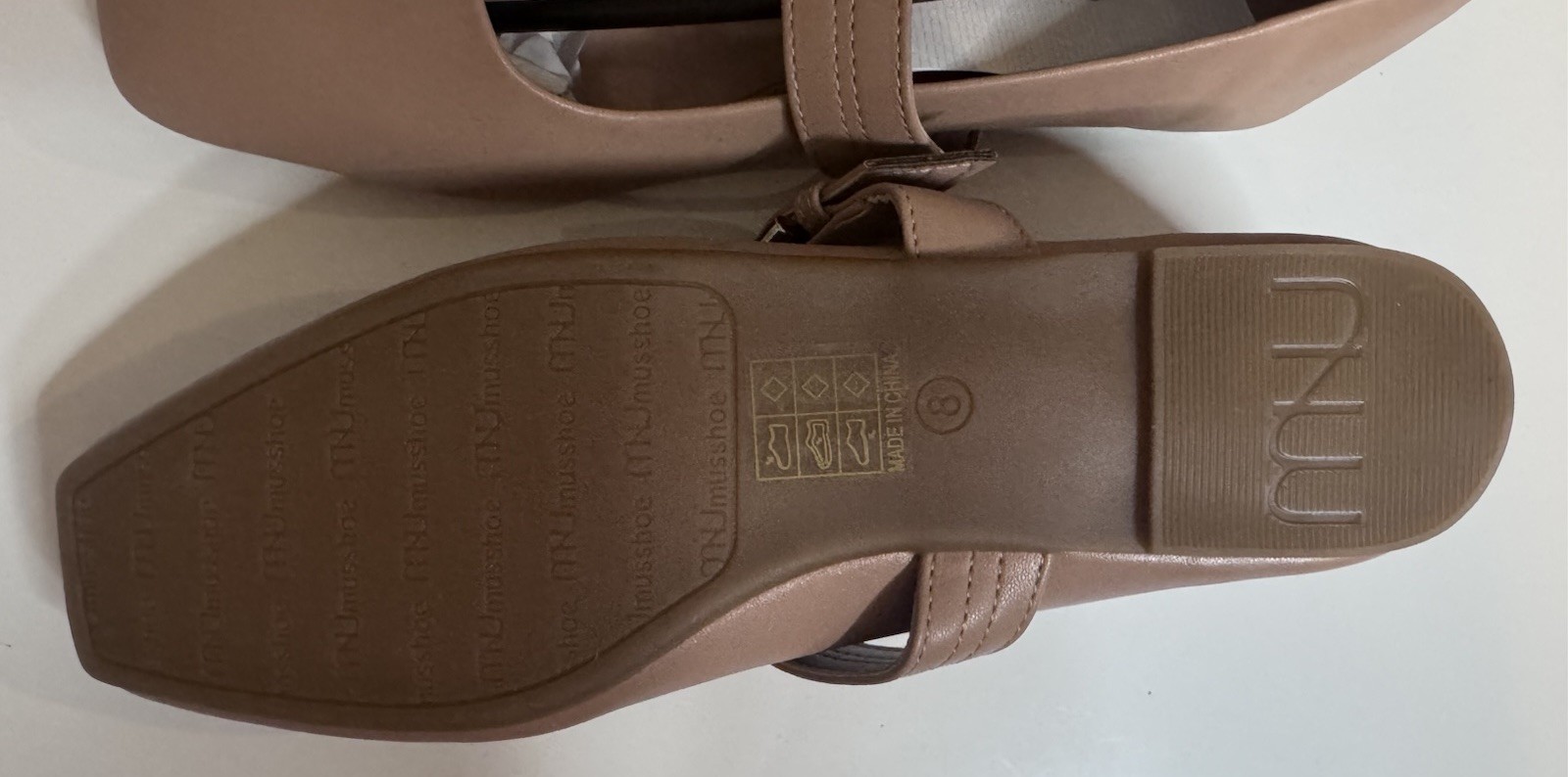 Womens Mary Jane Flats Size 8 Nude Buckle Comfort Work Casual Shoes NEW MUSSHOE