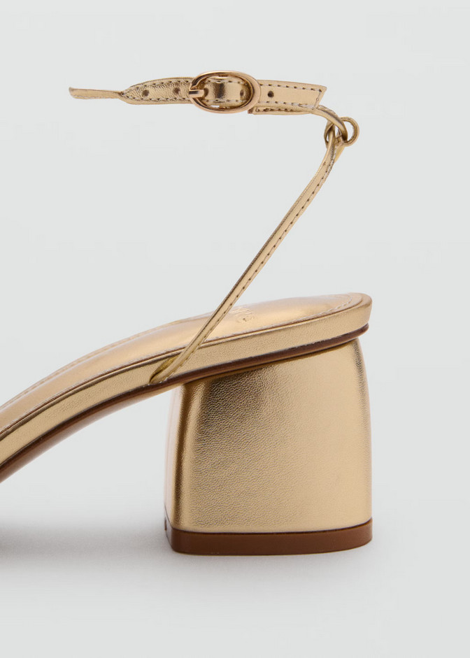 NEW MANGO MNG GOLD BLOCK HEEL STRAPPY SANDALS SHOES SZ 38 US 7.5