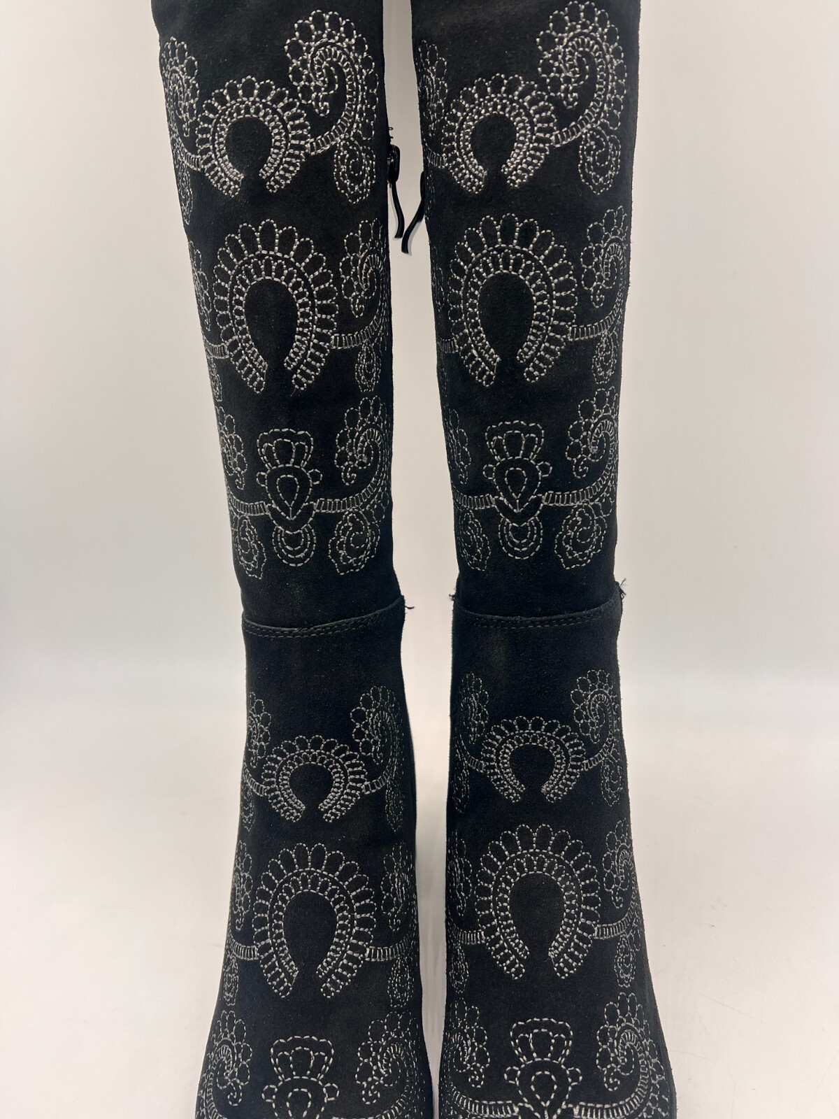 Sbicca Chenoa Black Over The Knee Boots Size 7 Embroidery Textile & Leather