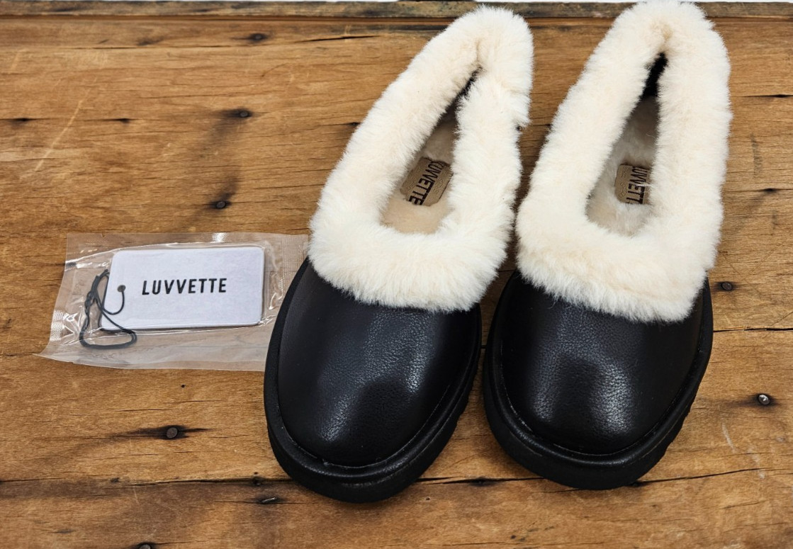 New Luvvette Odette Ballet Flat Womens 6.5 Black Leather Slippers