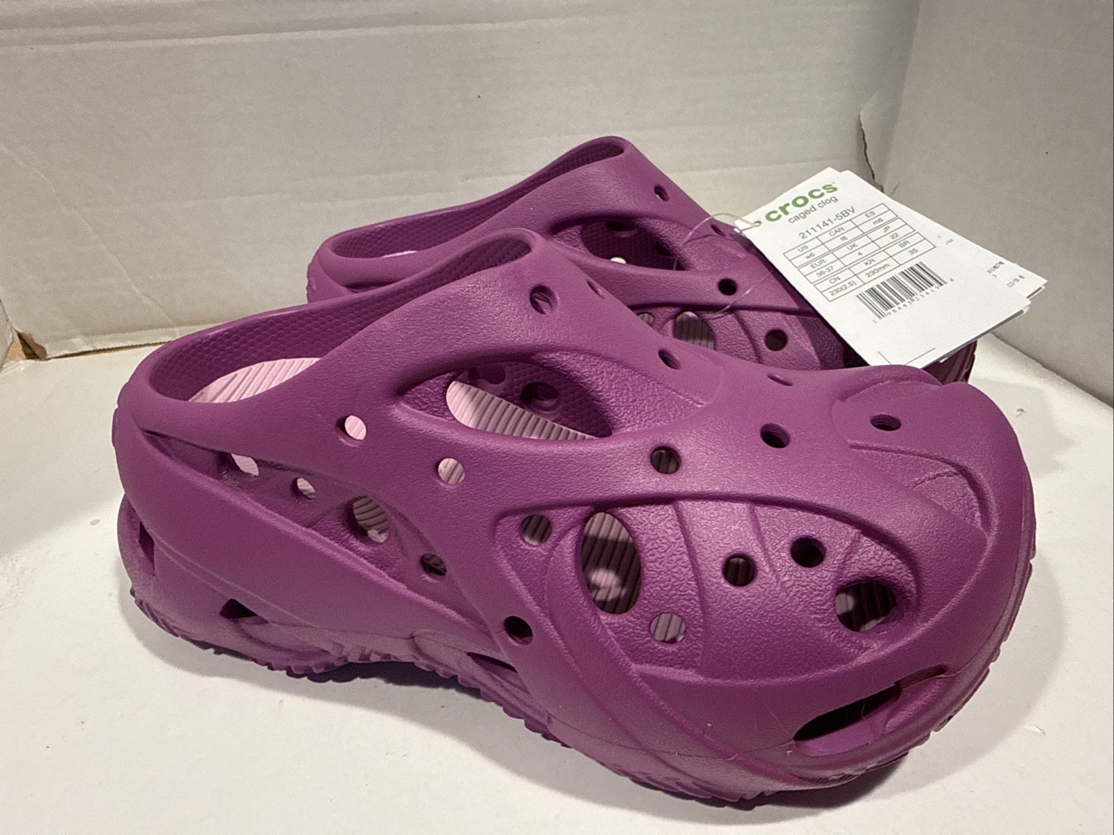 CROCS GRAPEBERRY CAGED PLATFORM CLOGS SHOES, WOMEN US 6/ EUR 36-37 ~NWT