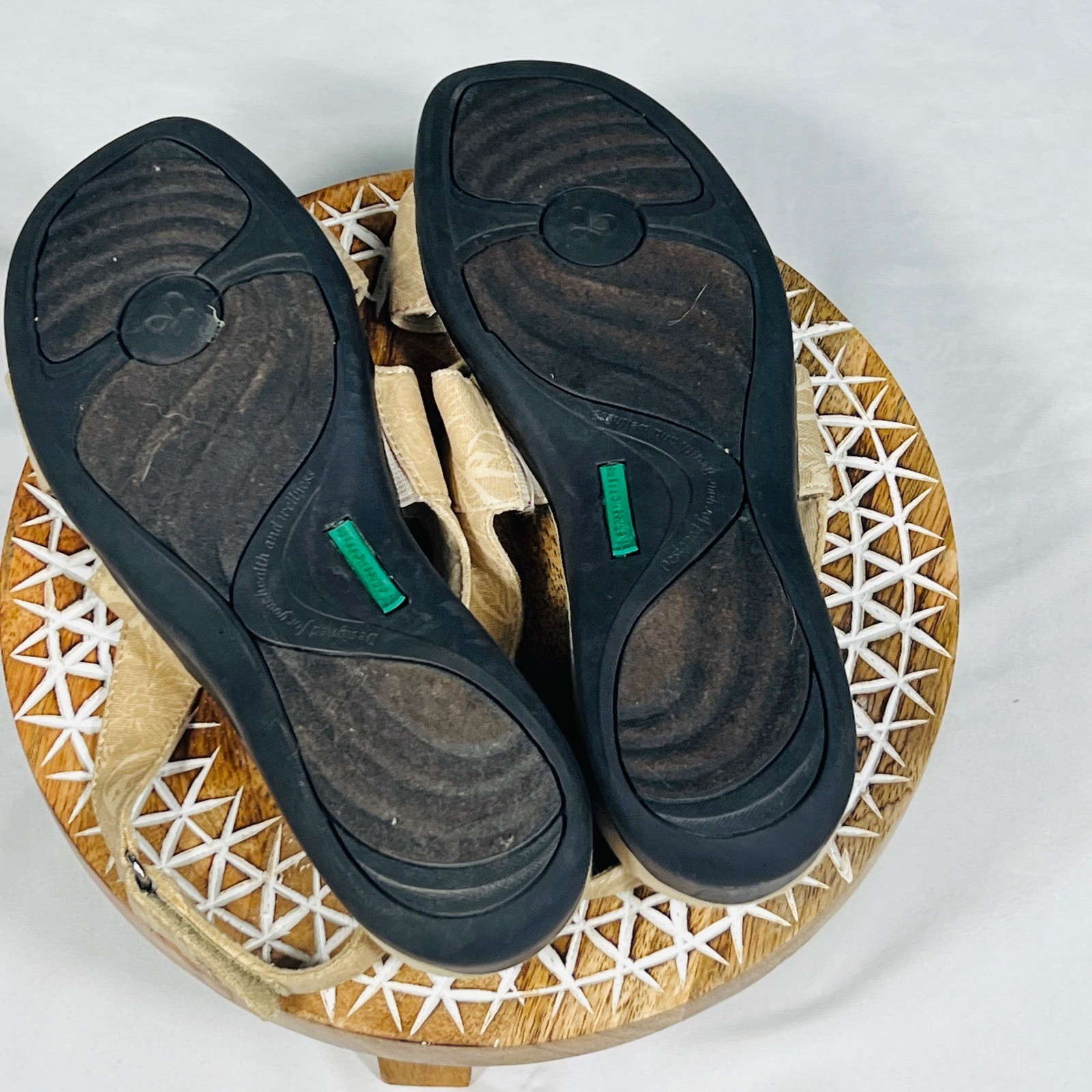 Grasshoppers Cece Tan Leaf Print Slingback Comfort Sandals Womens 8.5 M EF48655
