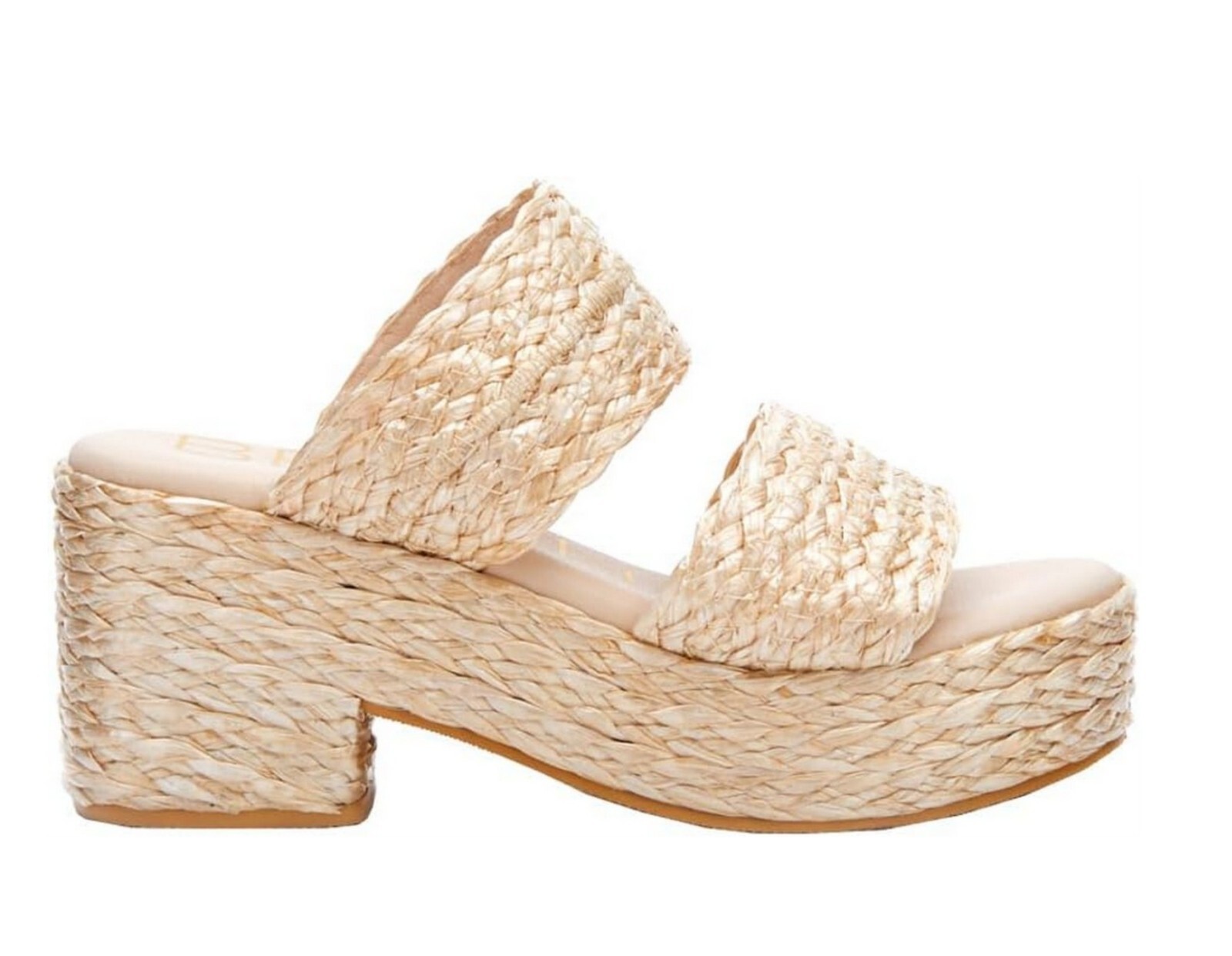 BEACH by Matisse Ocean Ave Raffia Double Band Platform Sandals Gold US 8 M
