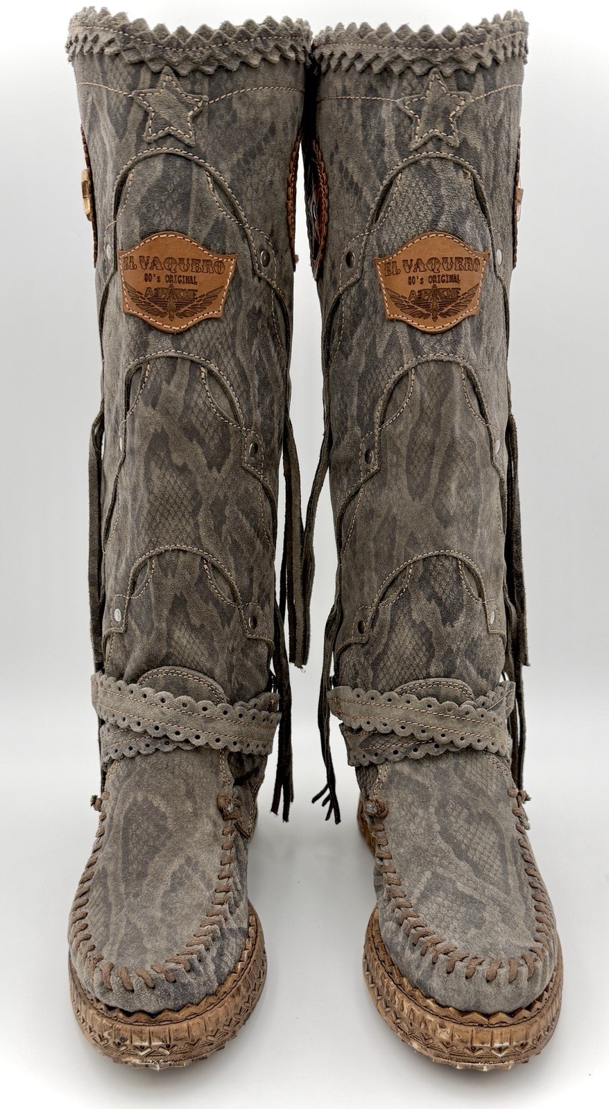 El Vaquero Mirea | Reptile Vine | Sz 39 – Women’s Wedge Moccasin Boots NEW