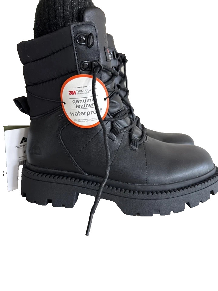 Ozark Trail Women’s SIZE 7 Lace Up Black Winter Combat Boots -20F Temp Rated