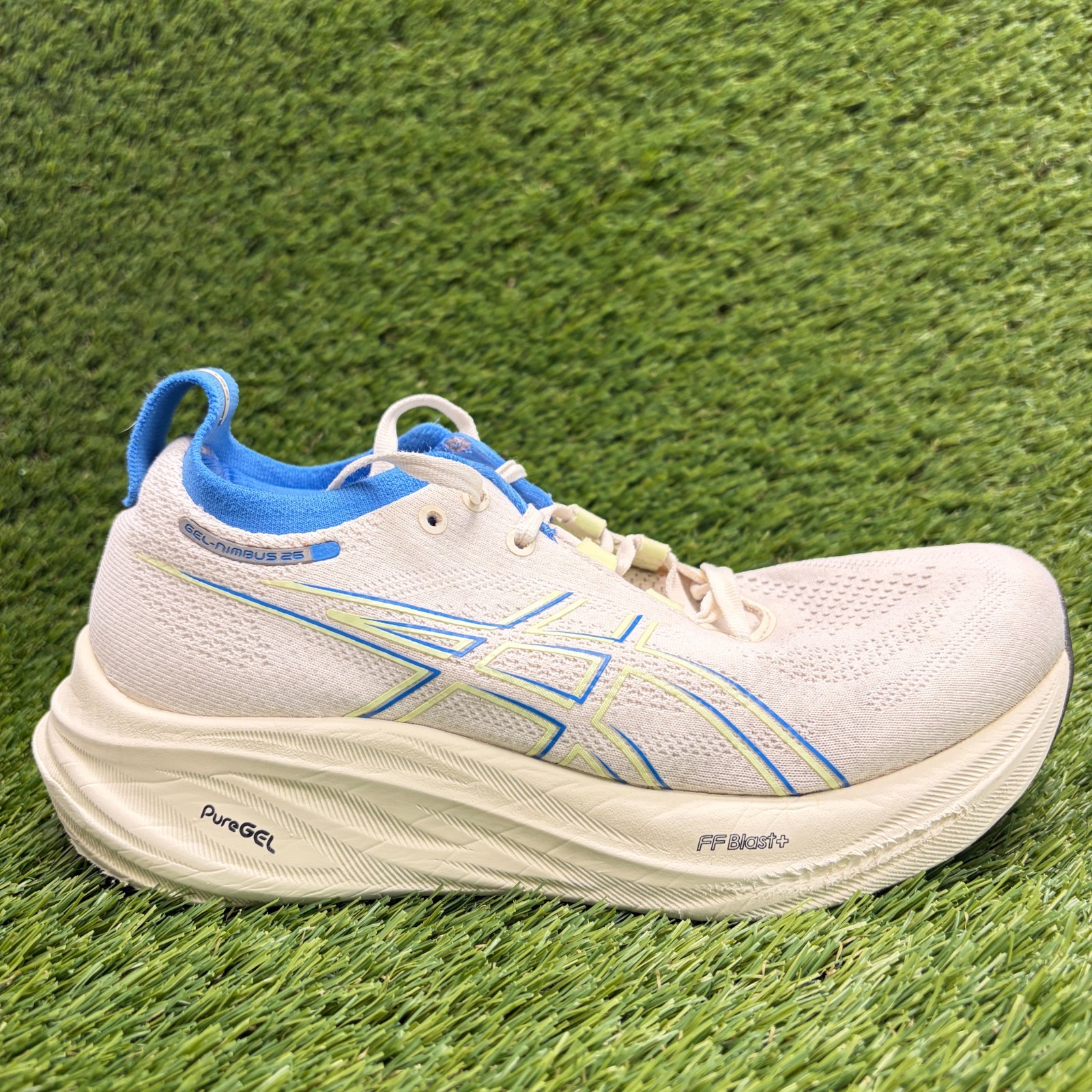 Asics Gel-Nimbus 25 Womens Size 7.5 Ivory Blue Athletic Running Shoes Sneakers